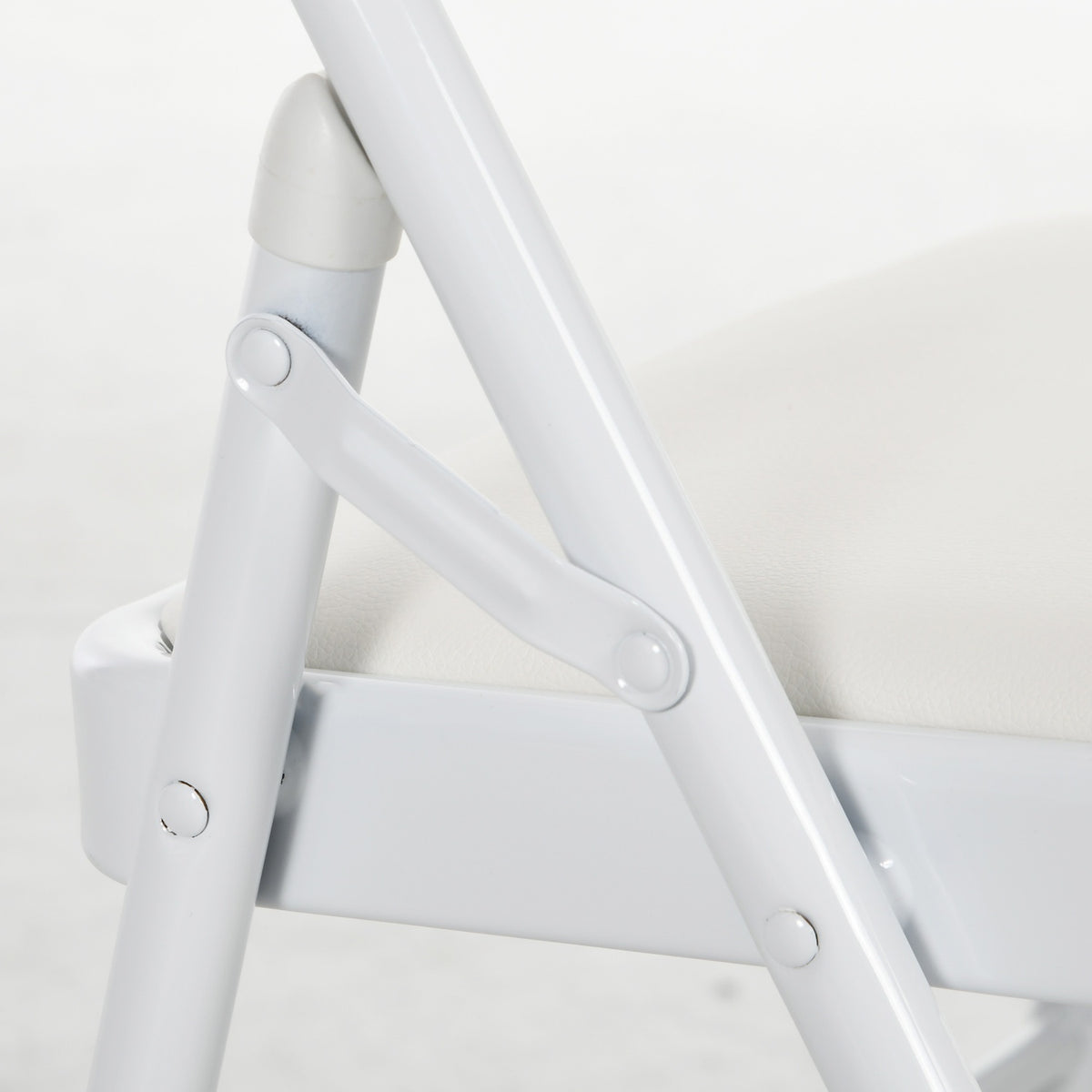 Set van 4 klapstoelen, draagbare bureaustoelen, metalen poten, inklapbare stoel voor kantoor, ontvangst, wachtkamer, kunstleer, wit