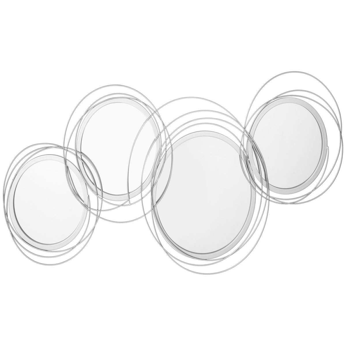 Set van 4 ronde zilveren wandspiegels - Woonkamerdecoratie