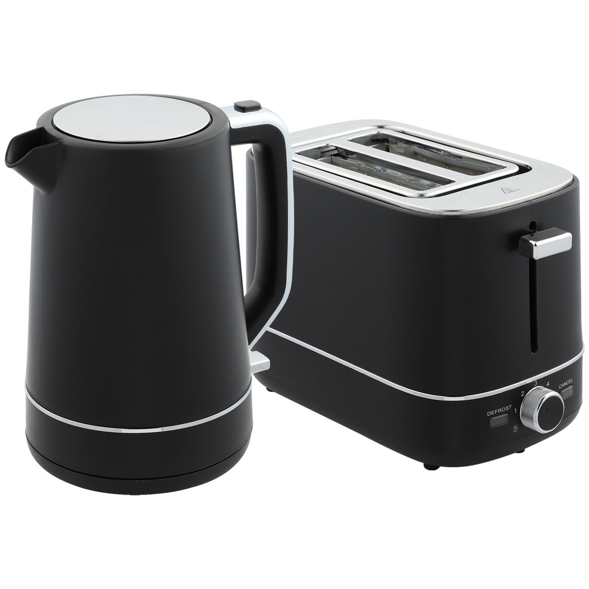 Set met waterkoker en broodrooster – 2200W, 1,7L, 6 bruiningsniveaus, zwart
