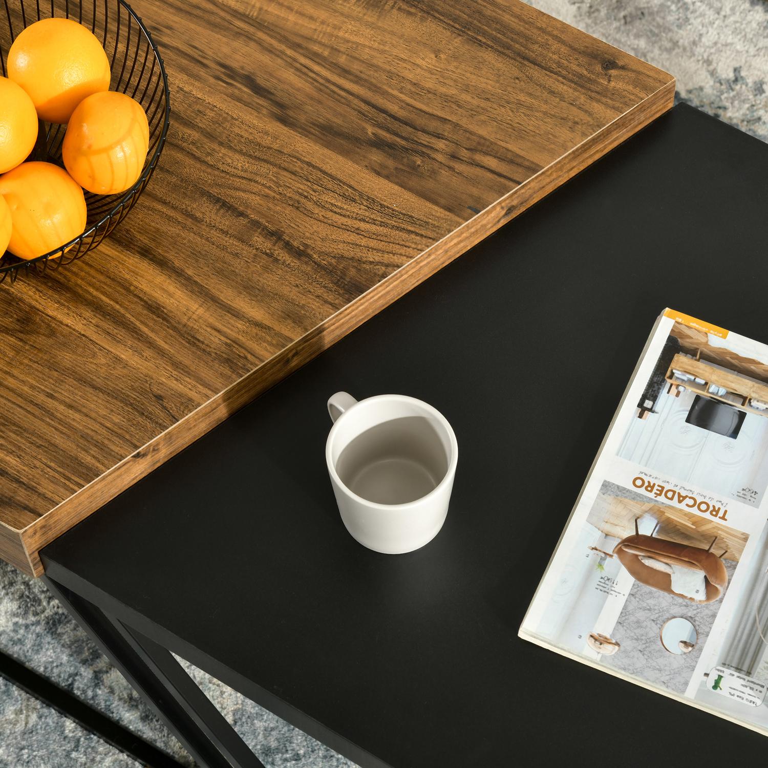 Bijzettafel van industrieel staal – geometrisch design, zwart