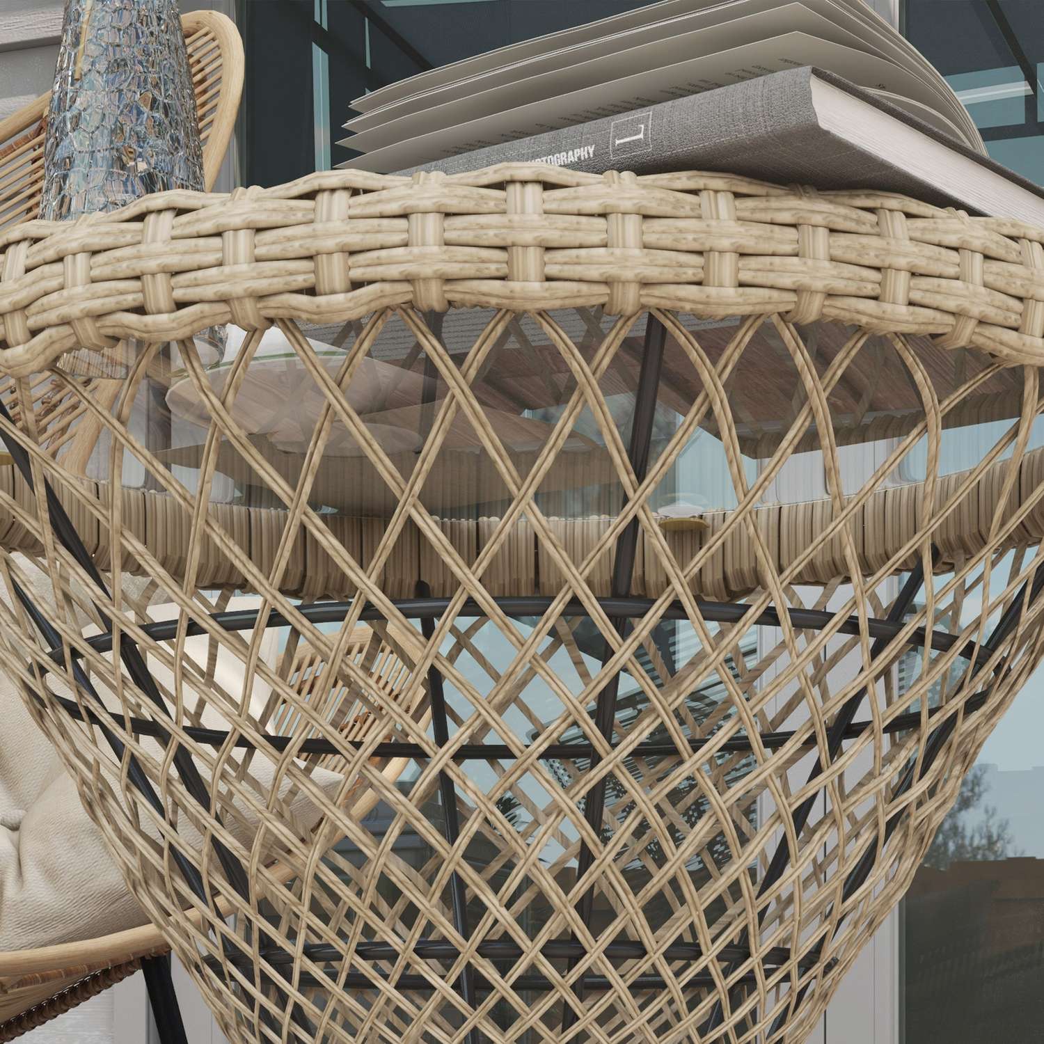 Rotan bijzettafel met UV-bescherming, 45x45cm Boho Design