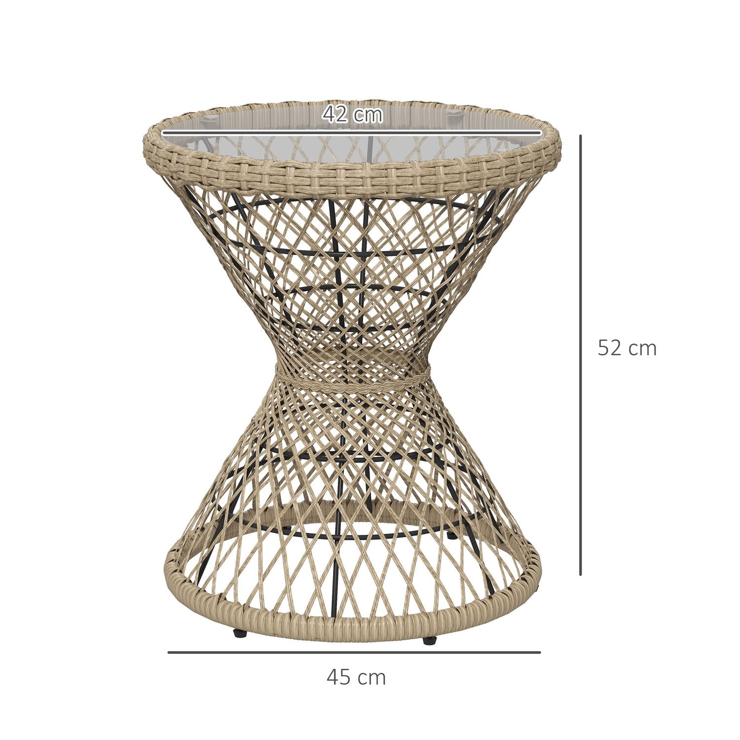 Rotan bijzettafel met UV-bescherming, 45x45cm Boho Design
