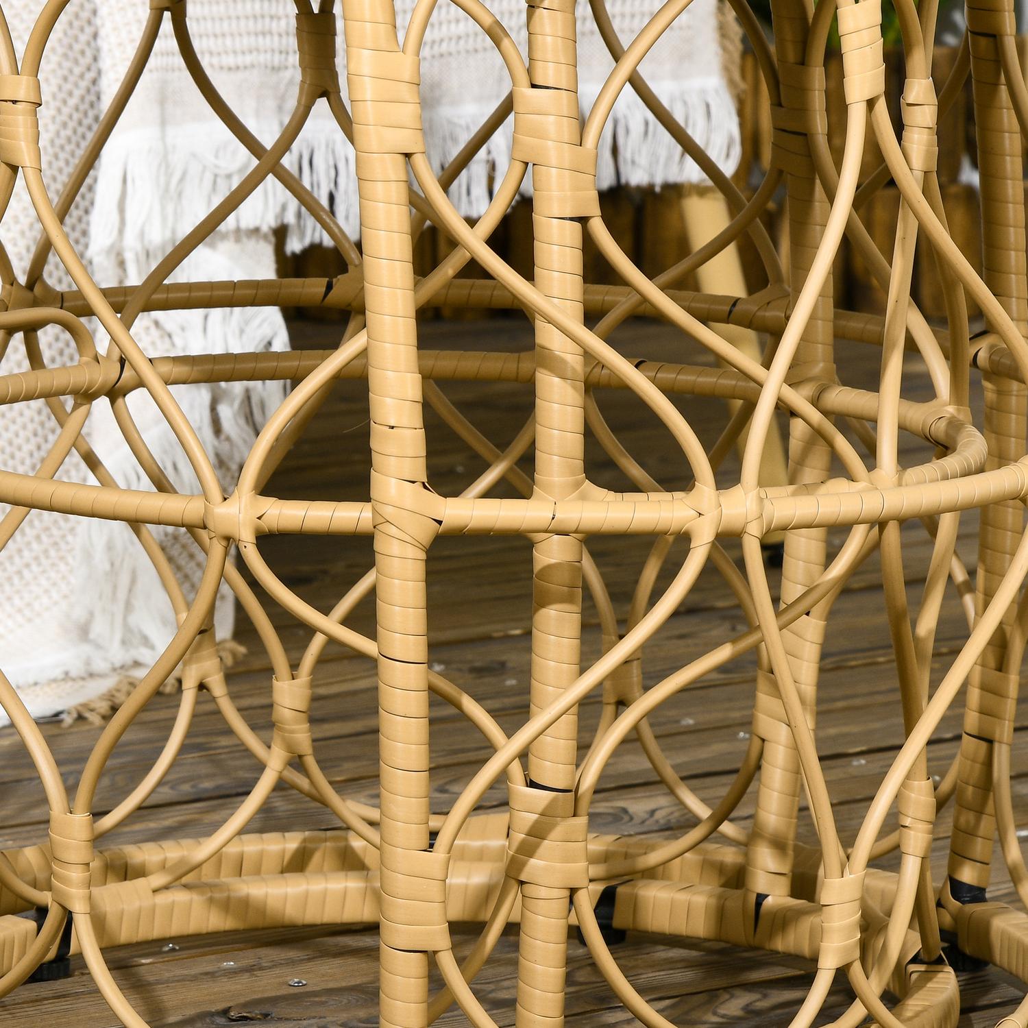 Rotan bijzettafel, set van 2, stapelbaar met glazen blad