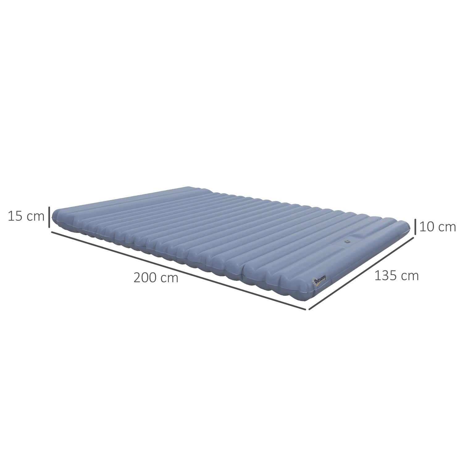 Zelfopblazende kampeerslaapmat voor 2 personen, voetpomp, blauw