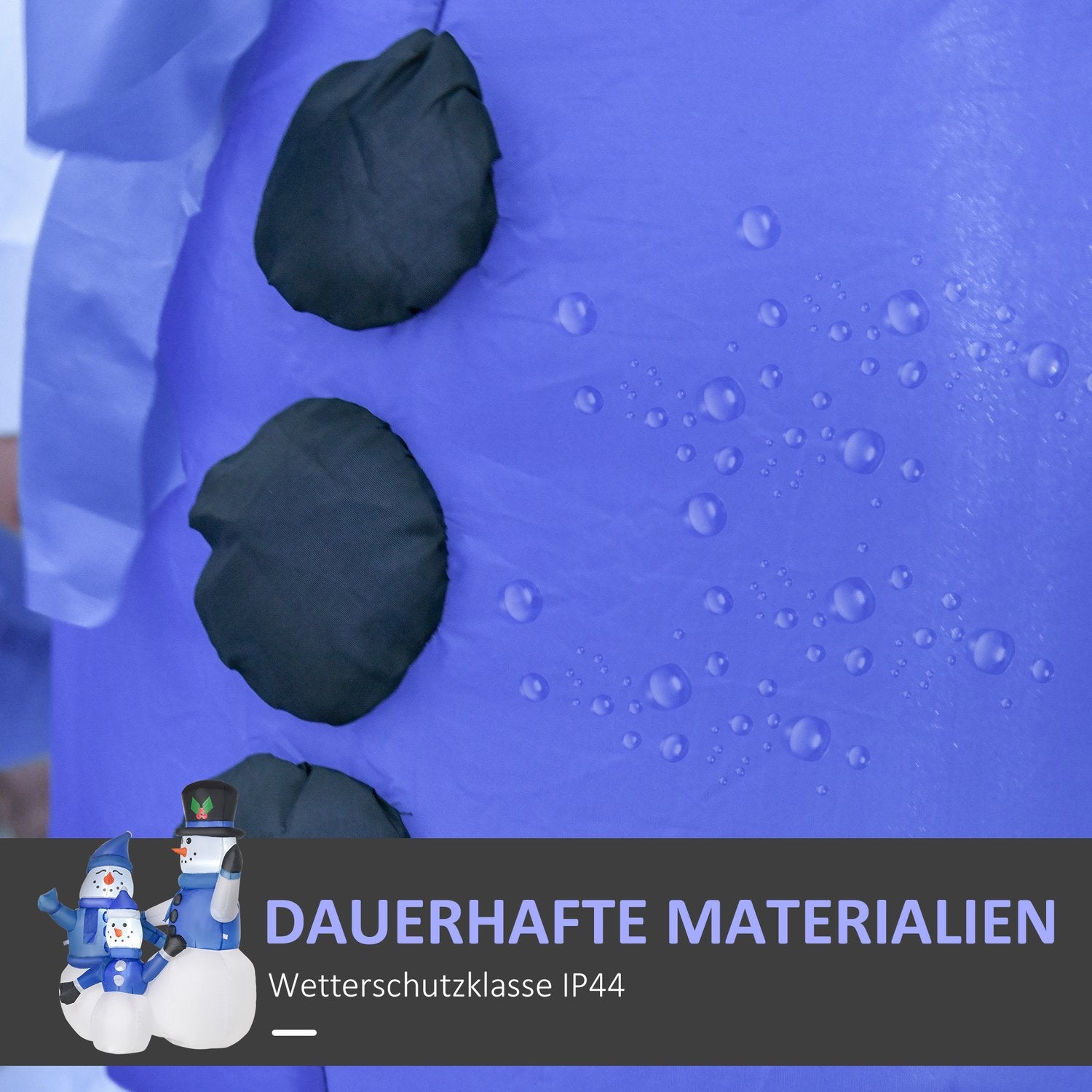 Zelfopblaasbare blauwe LED-sneeuwpop familie decoratie, 100x55x120 cm