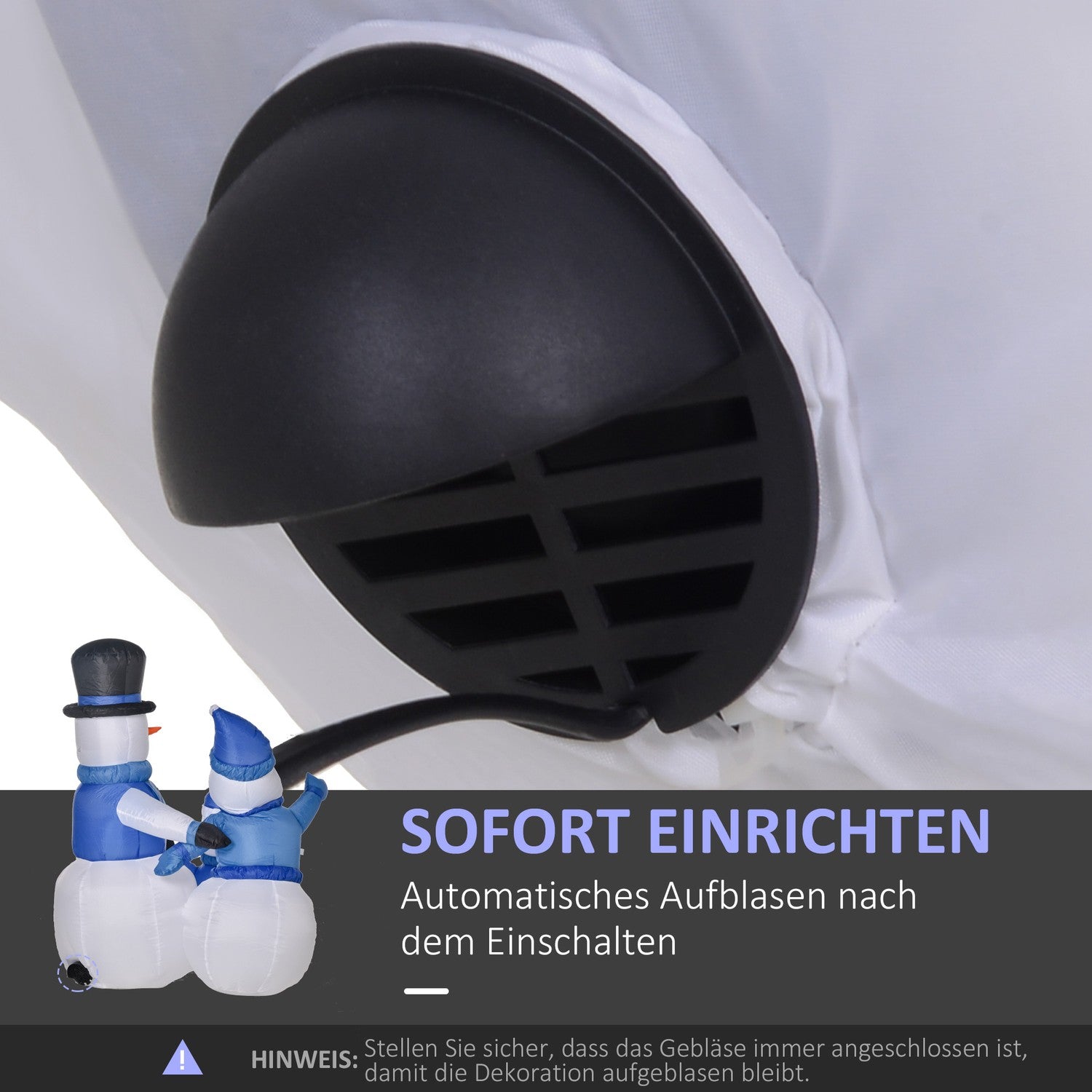 Zelfopblaasbare blauwe LED-sneeuwpop familie decoratie, 100x55x120 cm