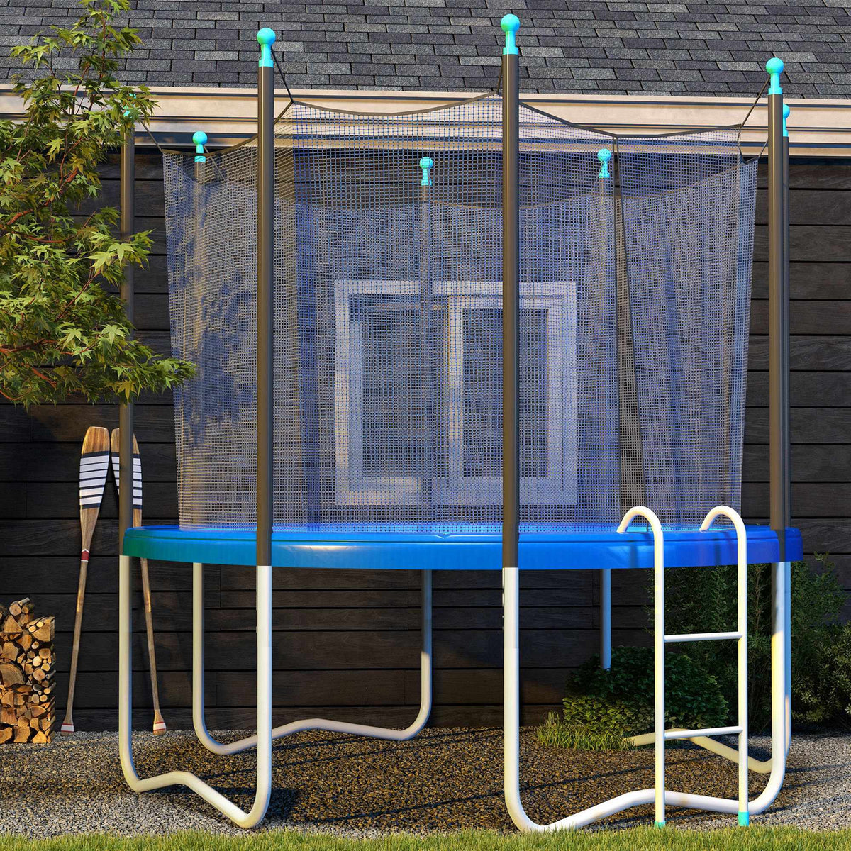 Veiligheidsmat voor trampoline, waterdicht, scheurbestendig, Ø366 cm, blauw