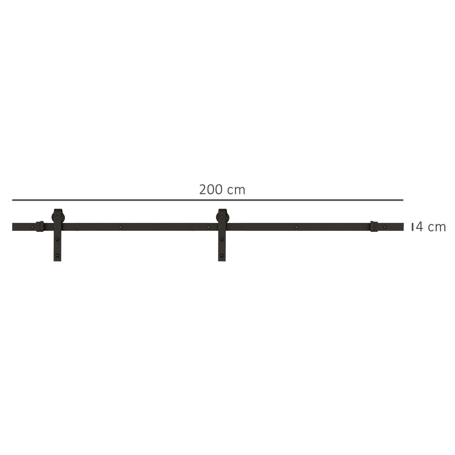 Skjutdörrsbeslagssats, 200 cm, Kolstål, Svart