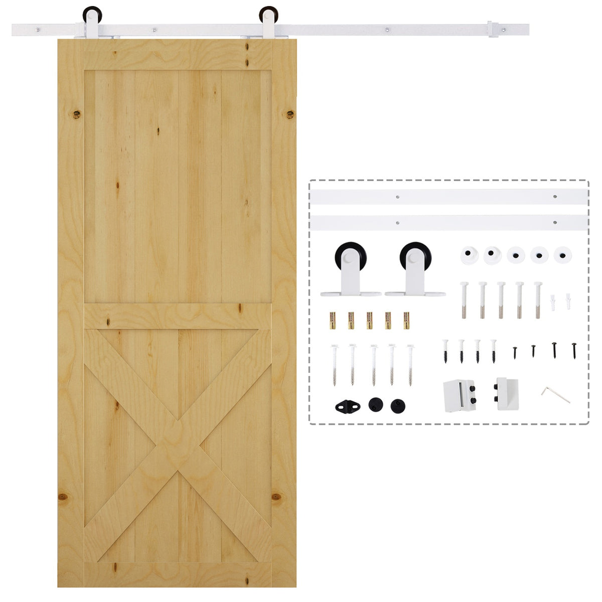 Schuifdeursysteem 183 cm, koolstofstaal, complete set