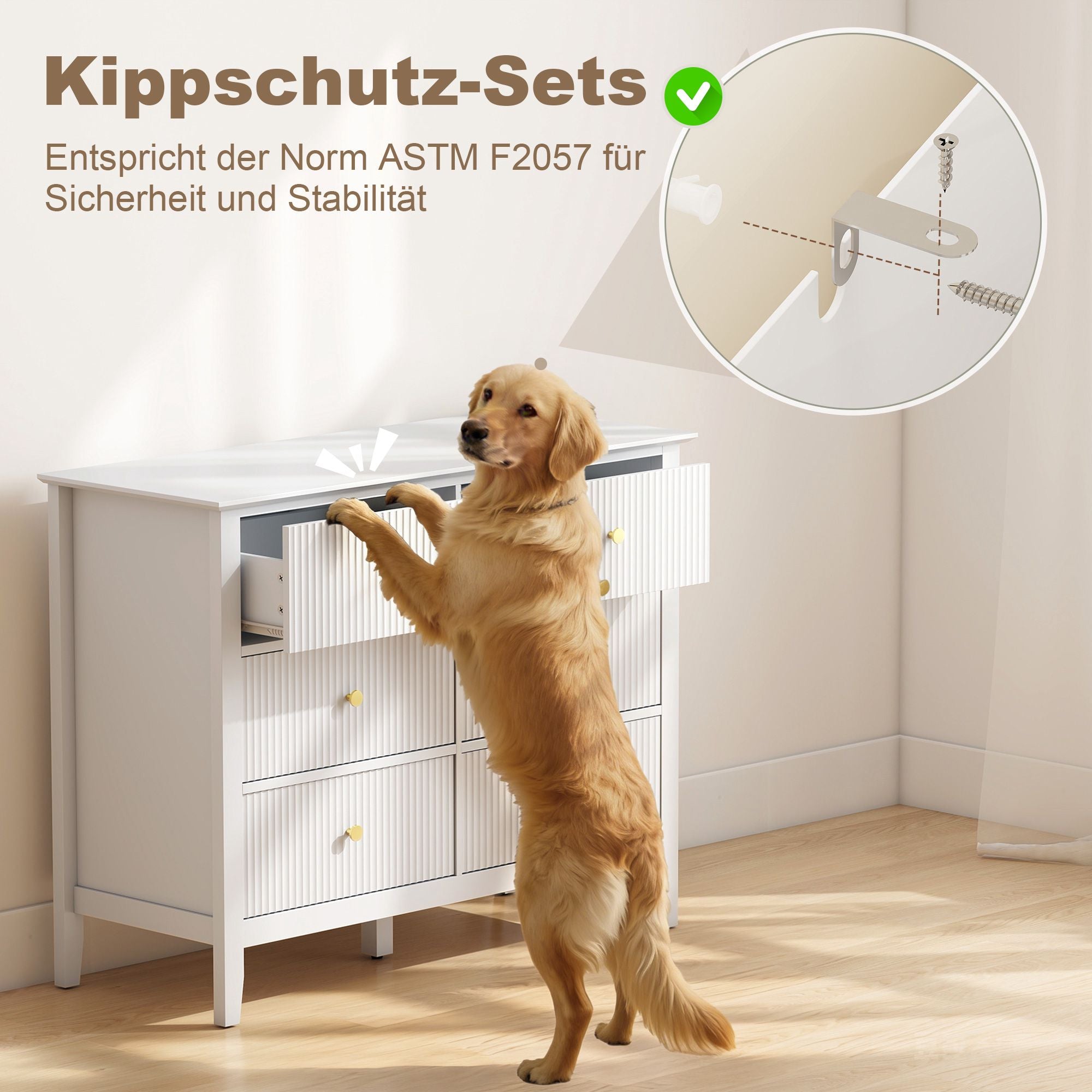 Skänk med 6 lådor, vit, 100 x 40 x 78 cm