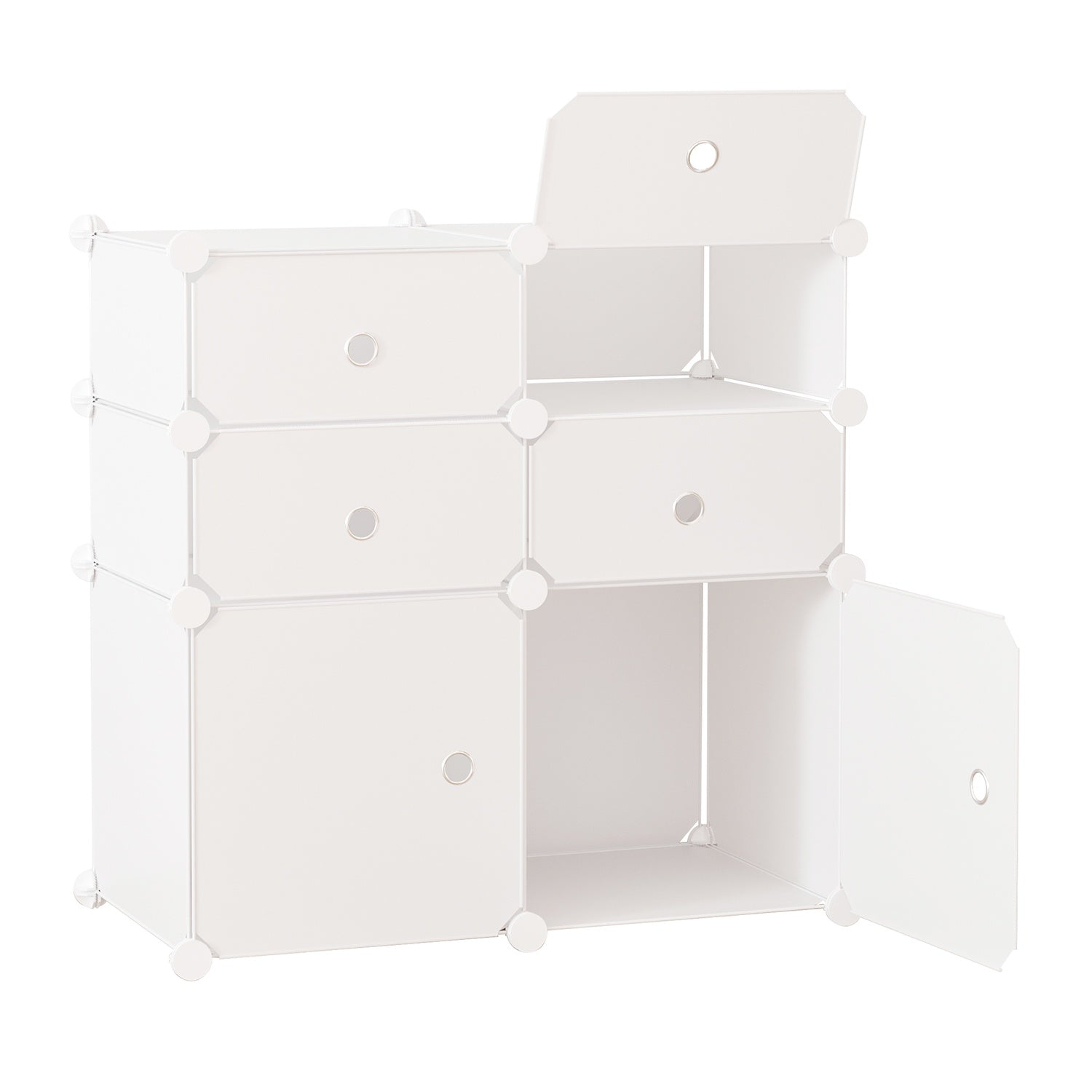 Schoenenkast met opberglades, kunststof & staal, wit 75x37x73cm