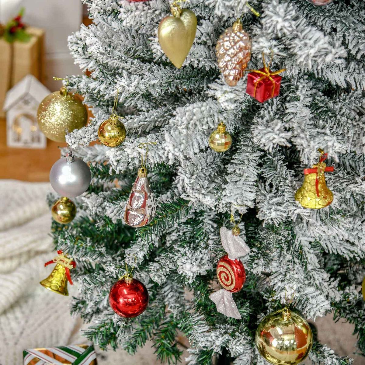 Smalle kunstkerstboom met besneeuwde afwerking, 225 cm