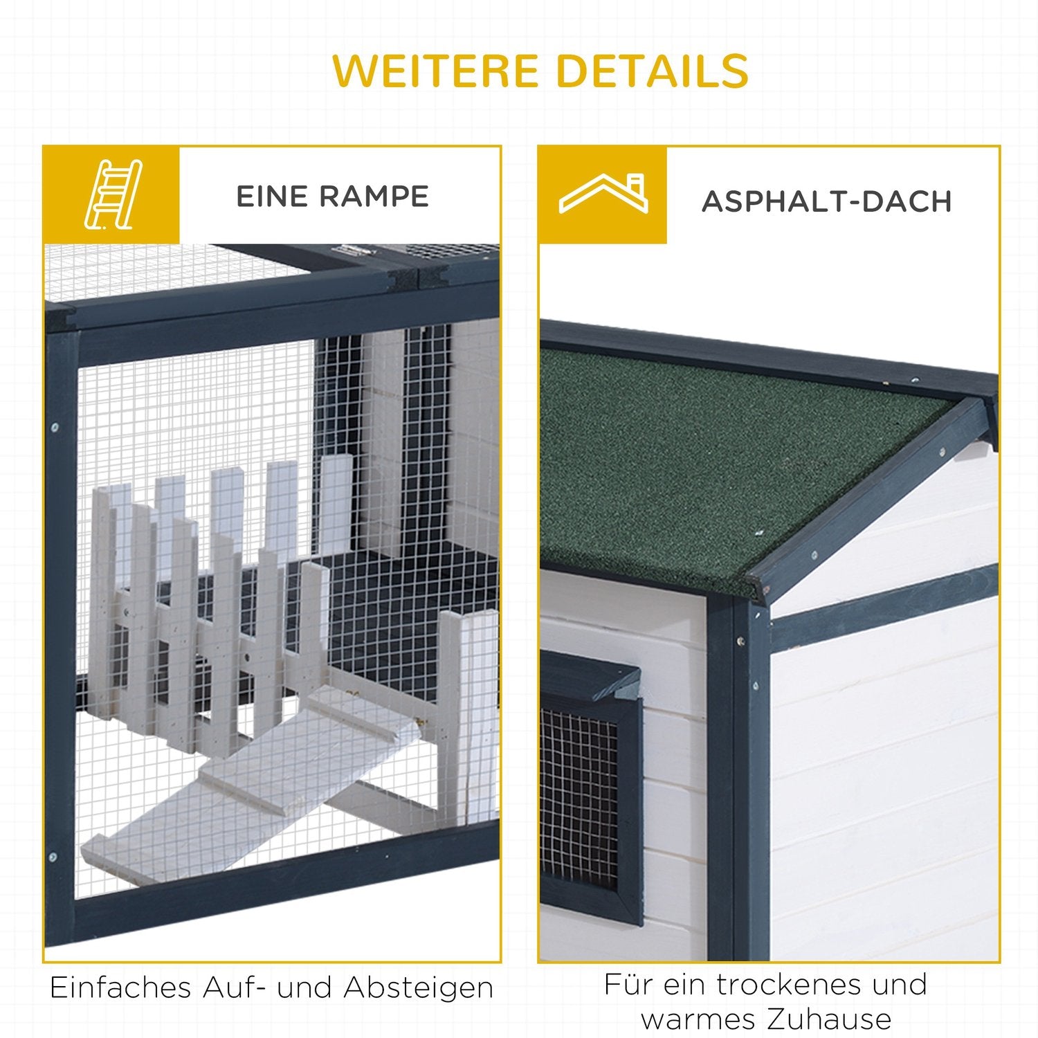 Kleine dierenkooi met buitenren, 151x78x84,5 cm