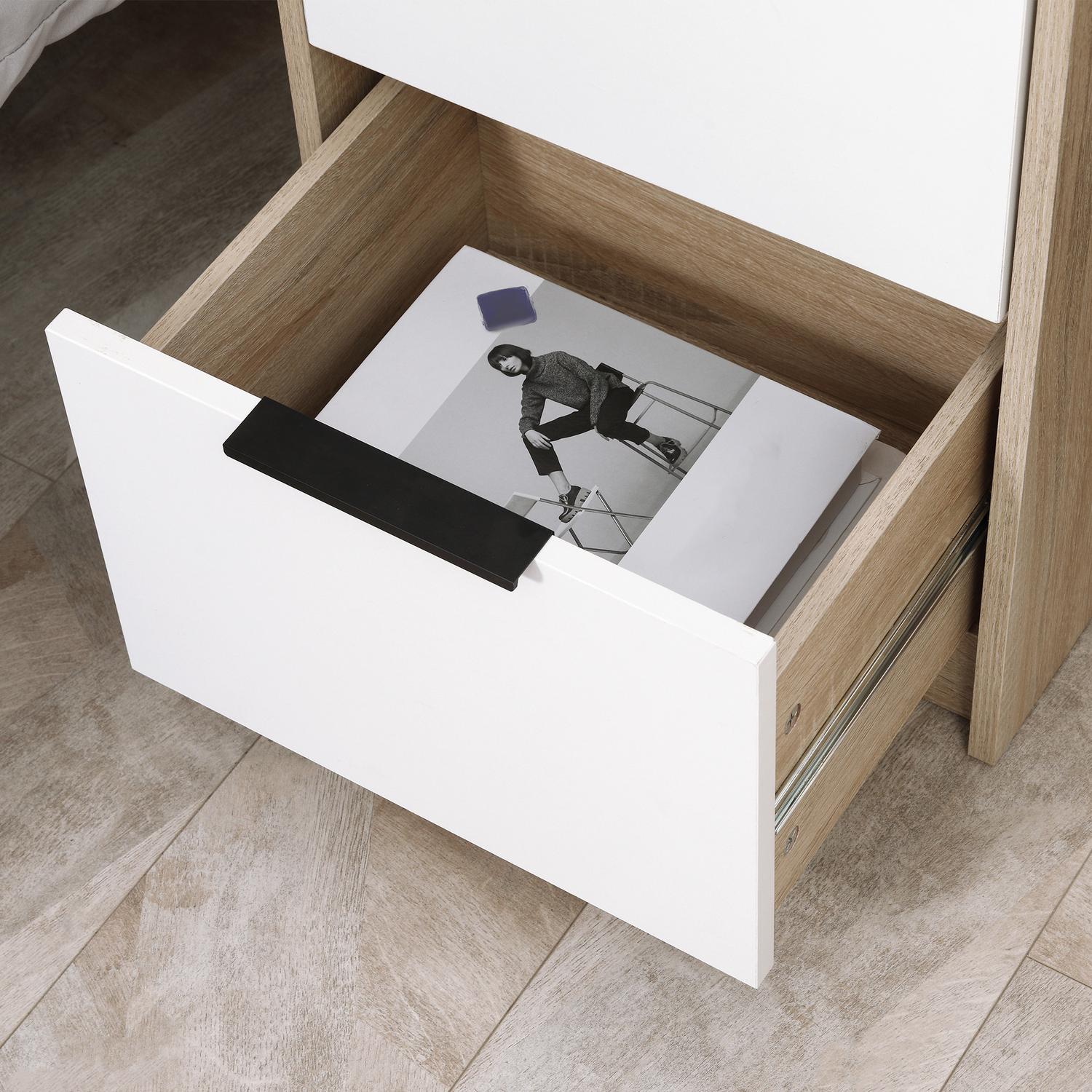 Nachtkastje in wit & naturel hout – 2 laden, 40x40x60 cm