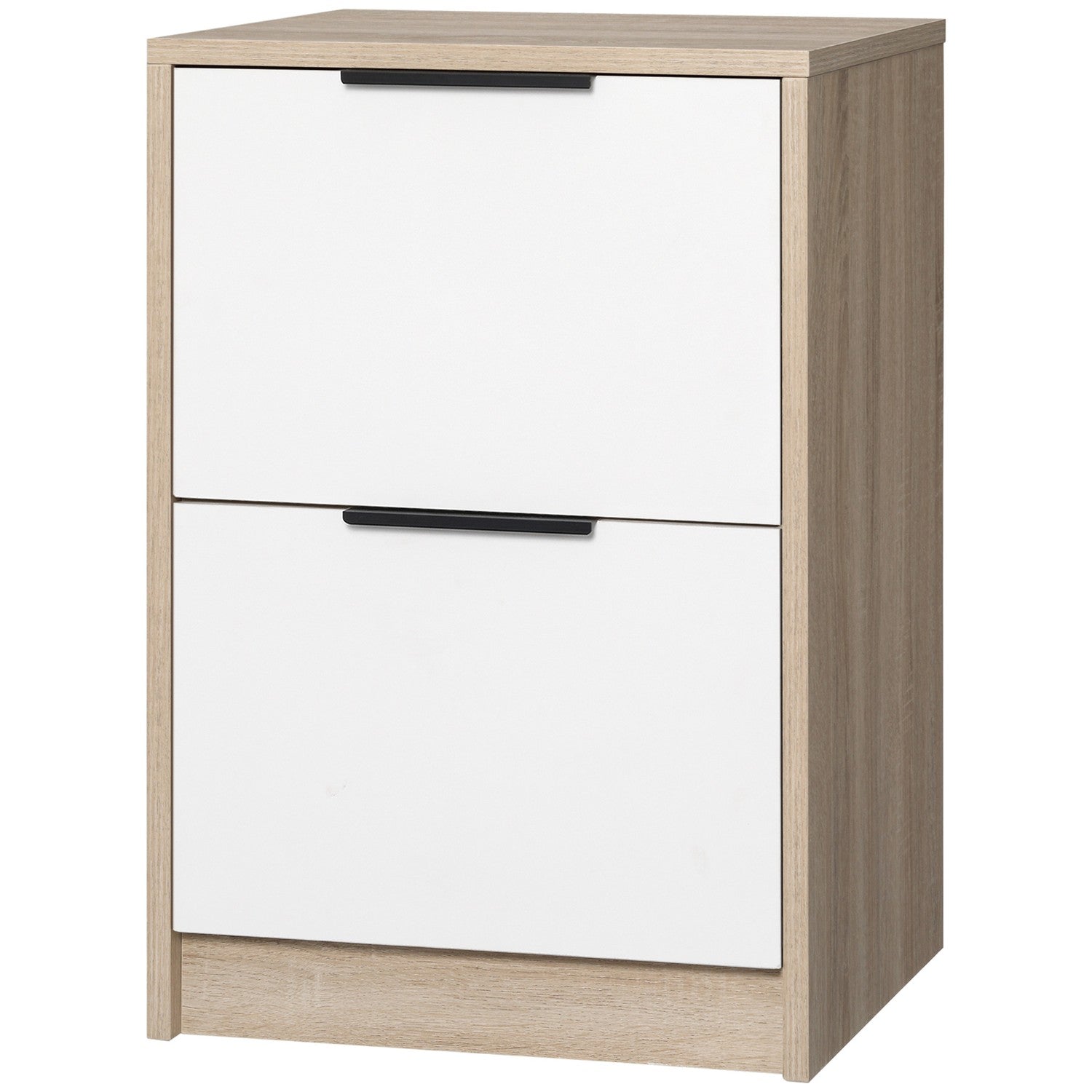 Nachtkastje in wit & naturel hout – 2 laden, 40x40x60 cm