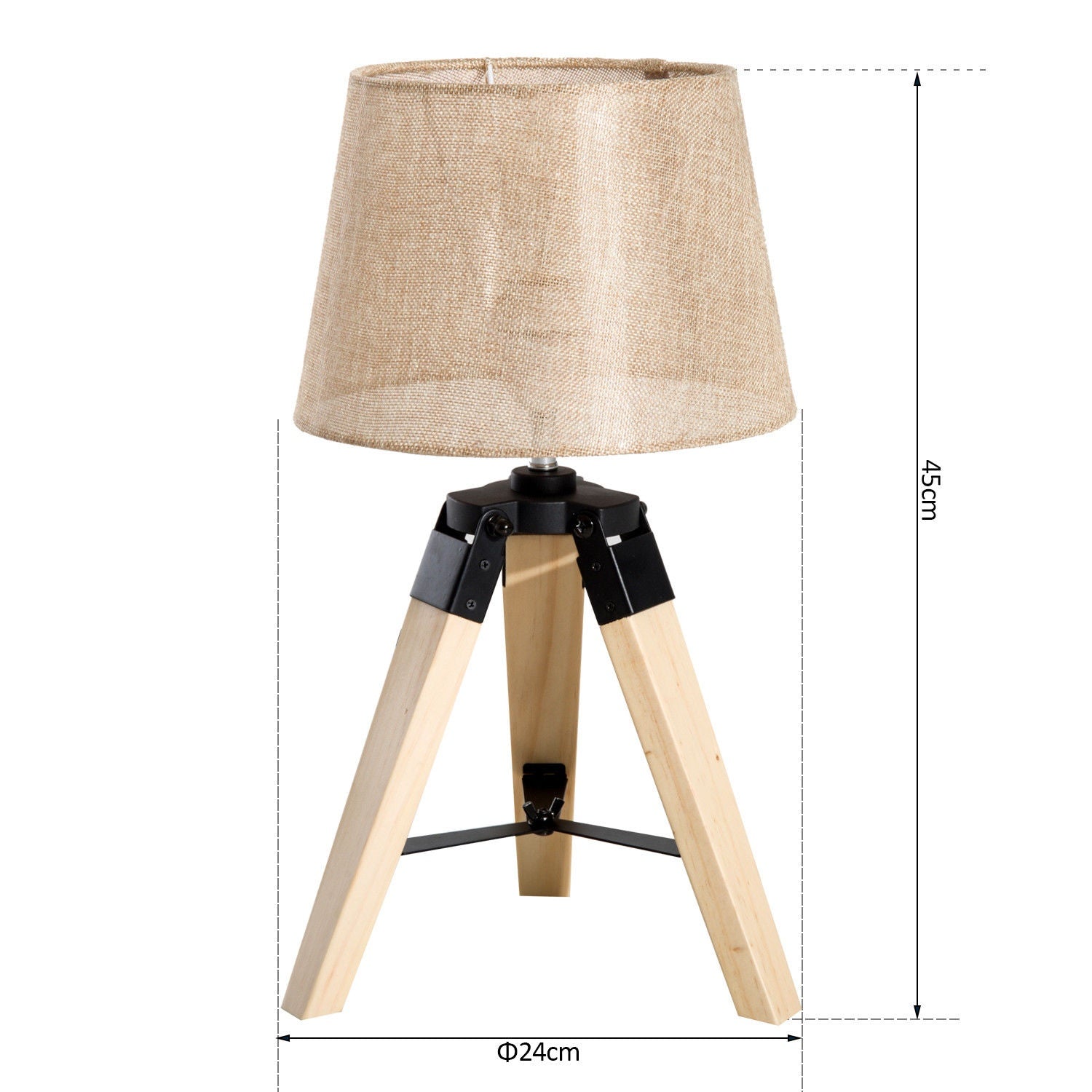 Nachtkastlamp, beige linnenlook, 45 cm