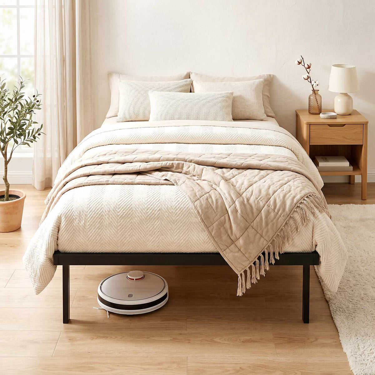 Metalen bedframe 90x200 cm, opbergruimte onder het bed, zwart