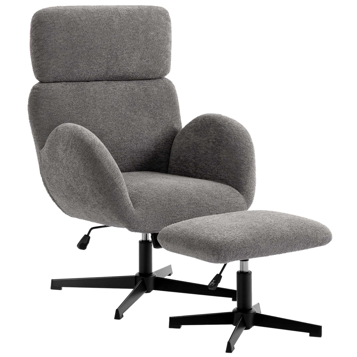Draaifauteuil met voetenbank, verstelbare hoofdsteun, grijs