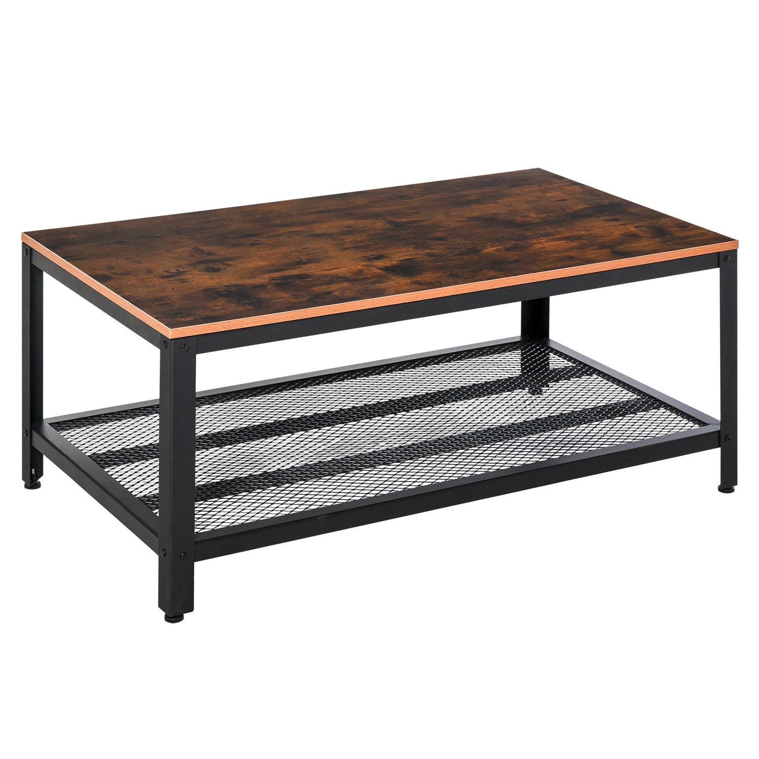 Salontafel zwart walnoot metalen frame met opbergruimte – 106x60x45cm