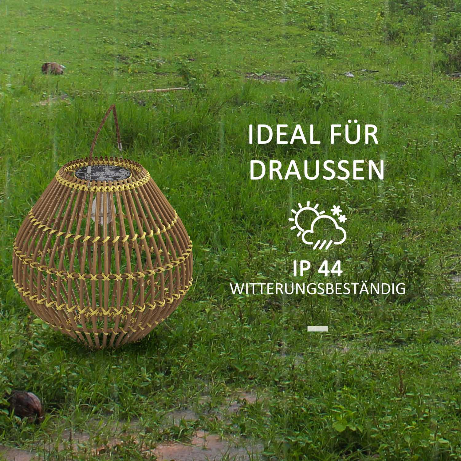 Solarlamp, ontwerp van rotandrum, waterdicht, lichtsensor