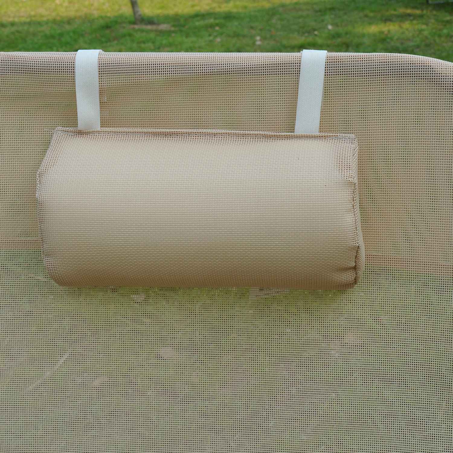 Ligstoel, Verstelbare Tuinstoel met twee poten, Crème