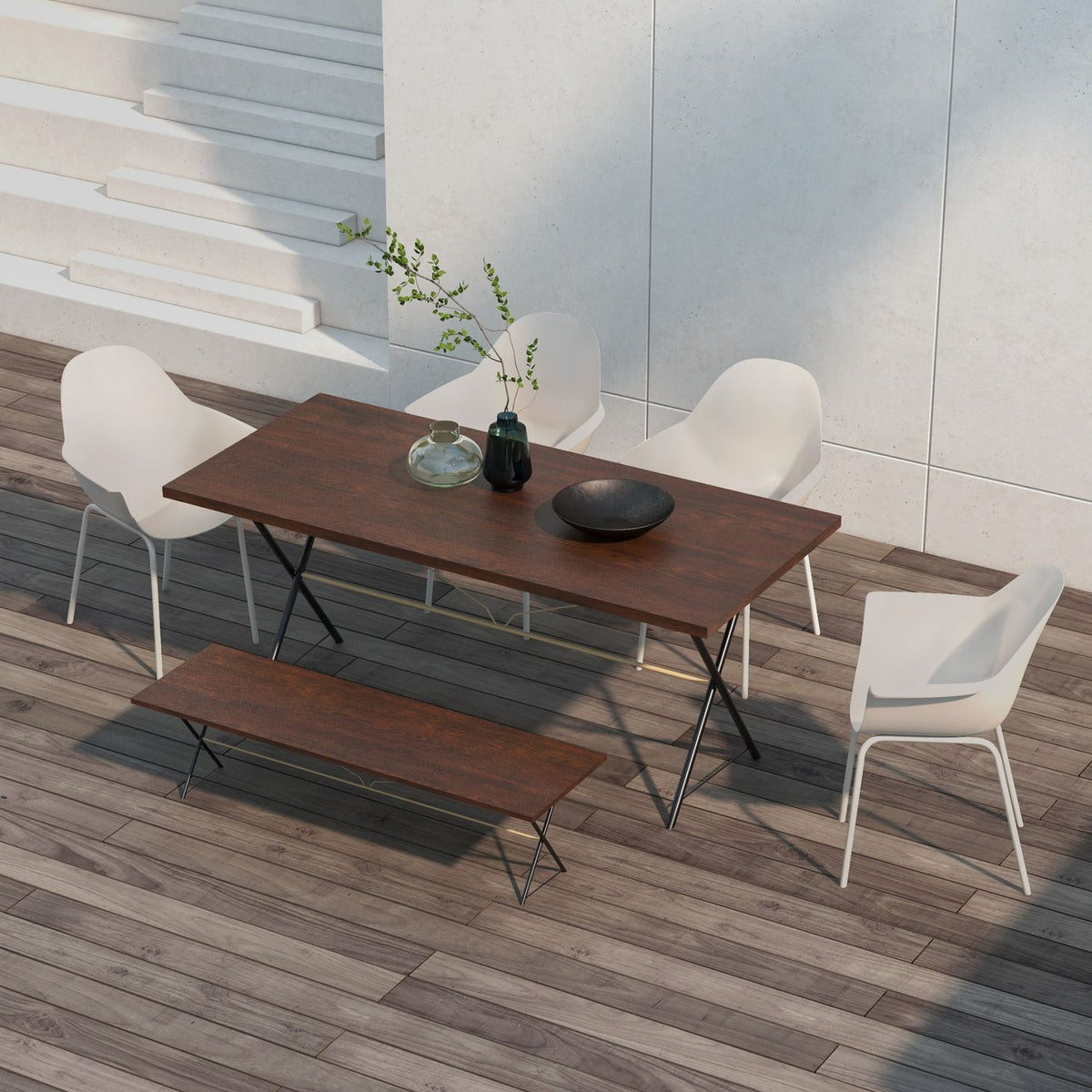 Stapelbare tuinstoelen, set van 4 – grijs, belastbaar tot 120 kg