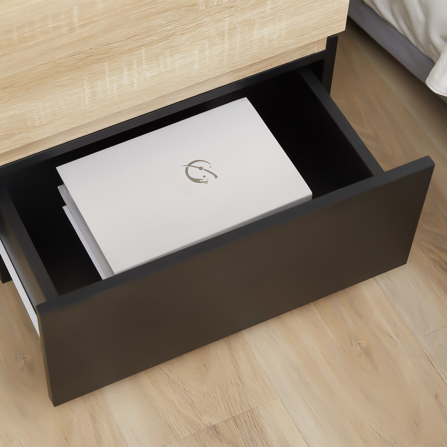 Stapelbaar Zwart & Natuur Nachtkastje, 50x40x47,5 cm