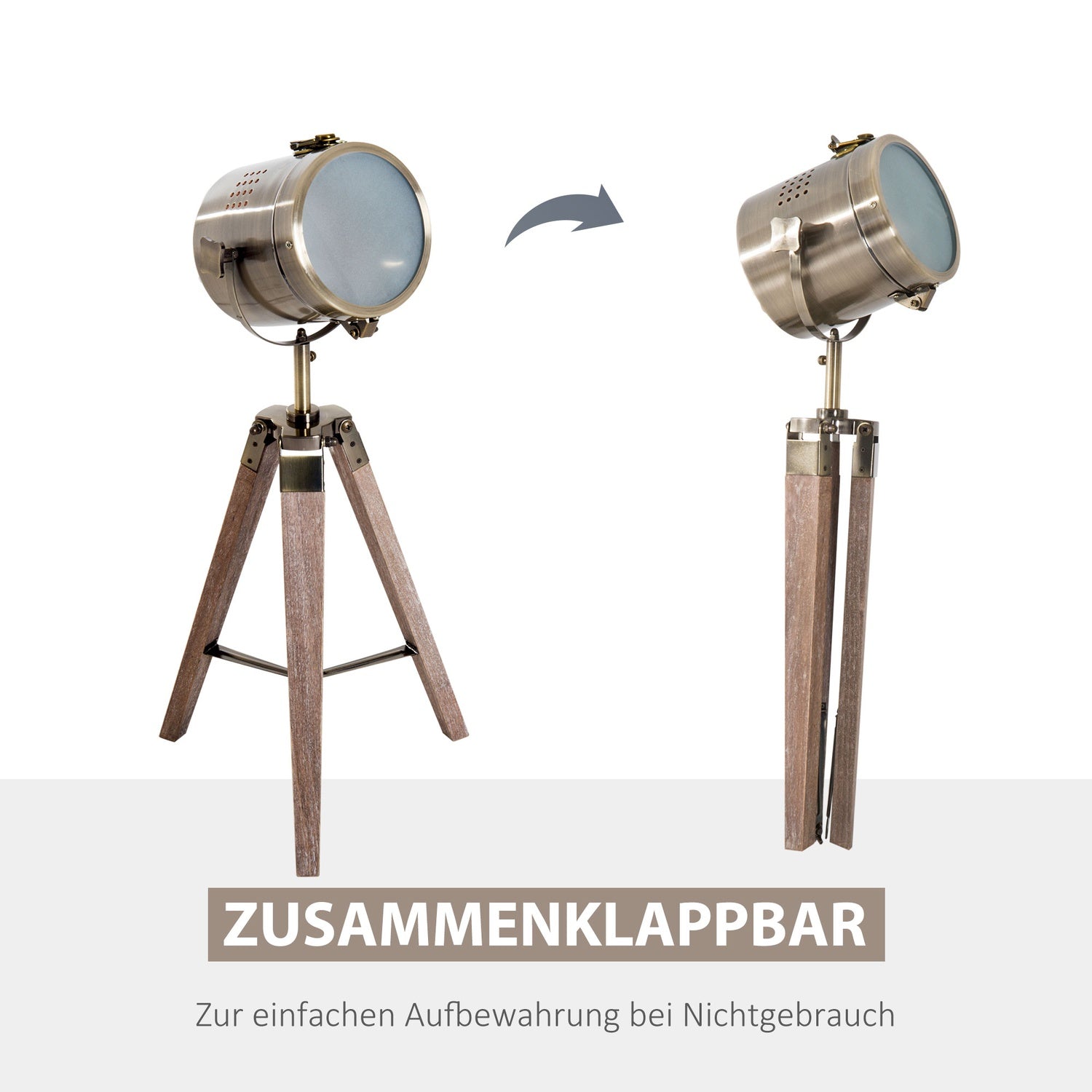 Statiefvloerlamp, roestvrij staal, E14, 33x33x65cm