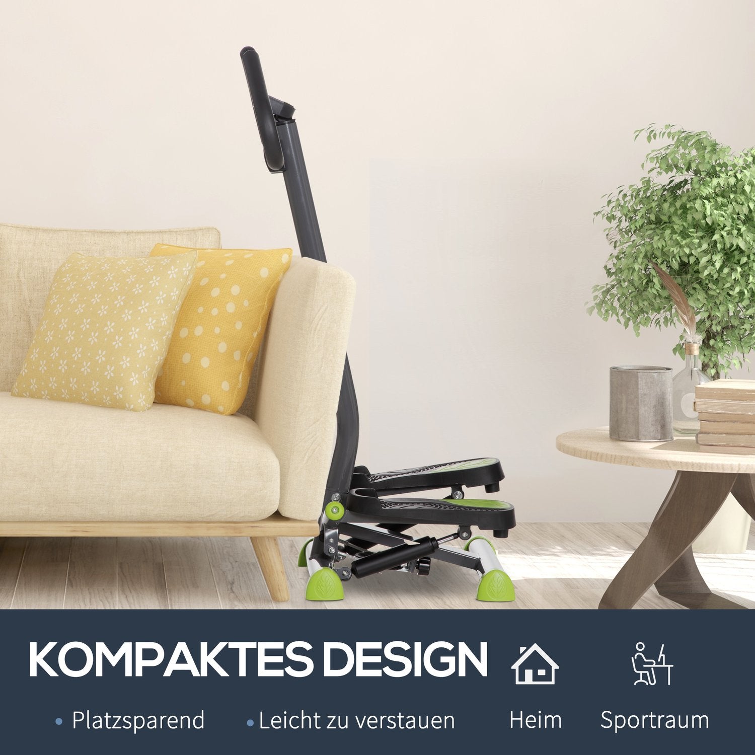 Stepperträningsmaskin med LCD, handtag, 100 kg kapacitet