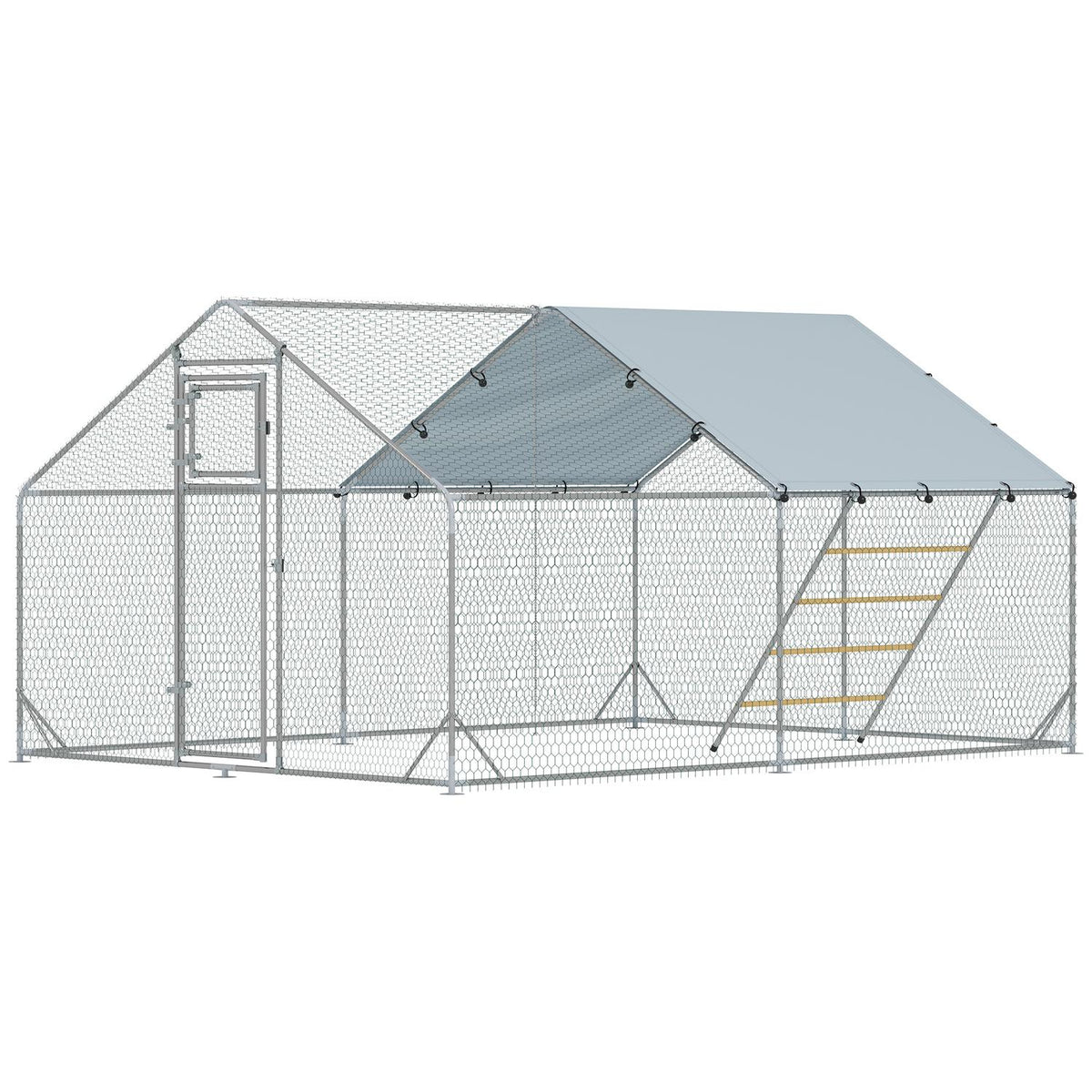 Stalen kippenhok – UV-bescherming, 300x400x195 cm, 12-18 kippen