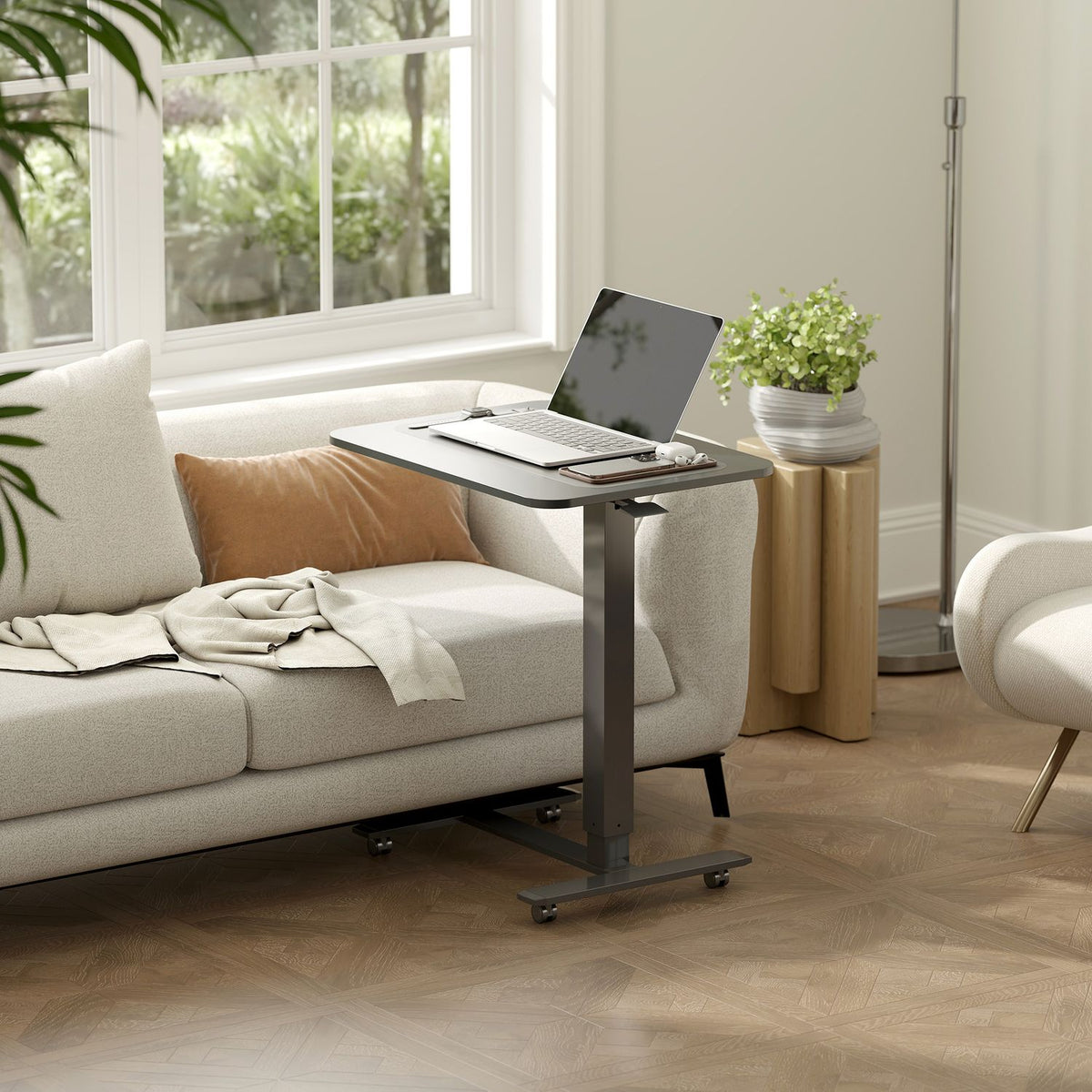 In hoogte verstelbaar sta-bureau, C-vormig, 65x48x70-110 cm, zwart