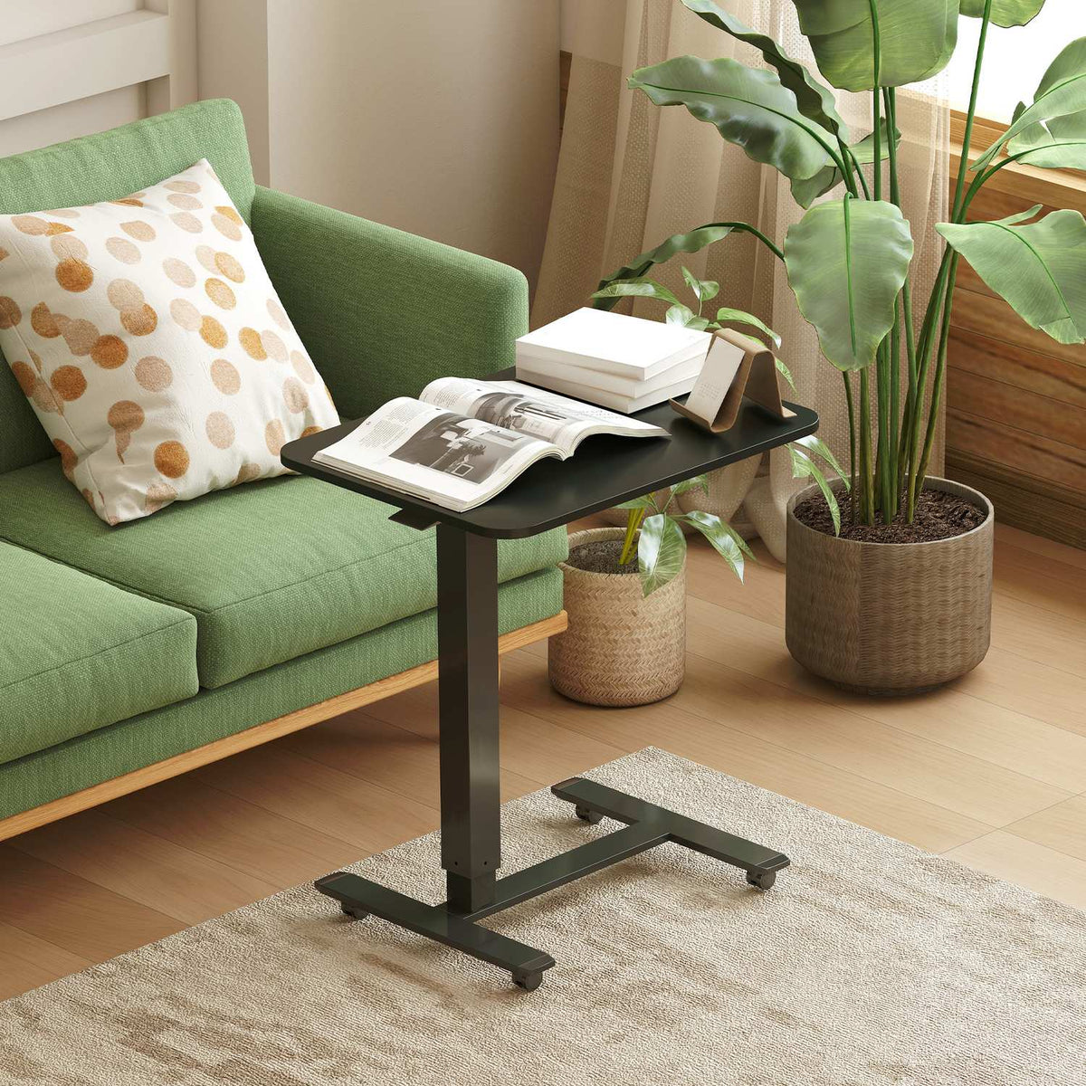 In hoogte verstelbaar sta-bureau, C-vormig, 65x48x70-110 cm, zwart