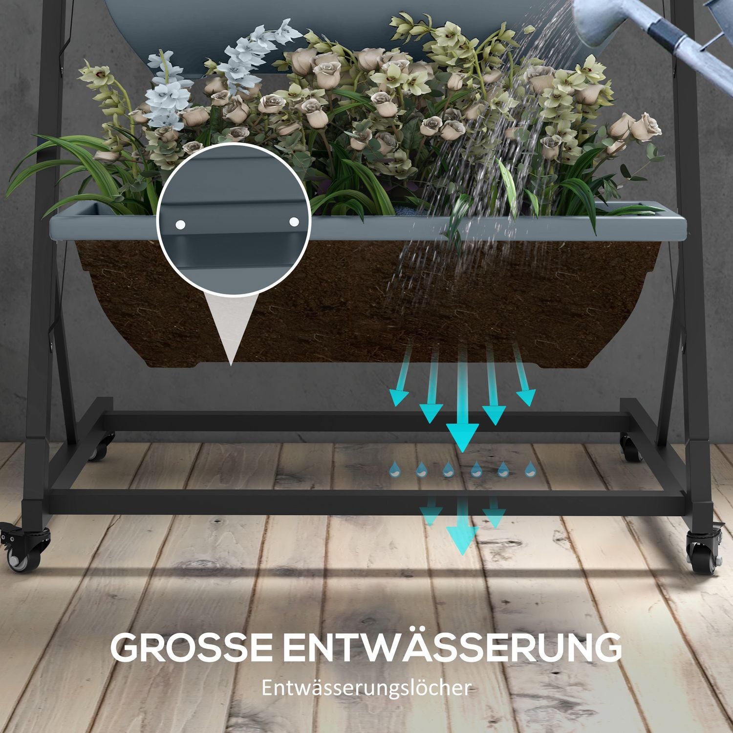 Étagère en acier à roulettes – 5 étages, finition grise