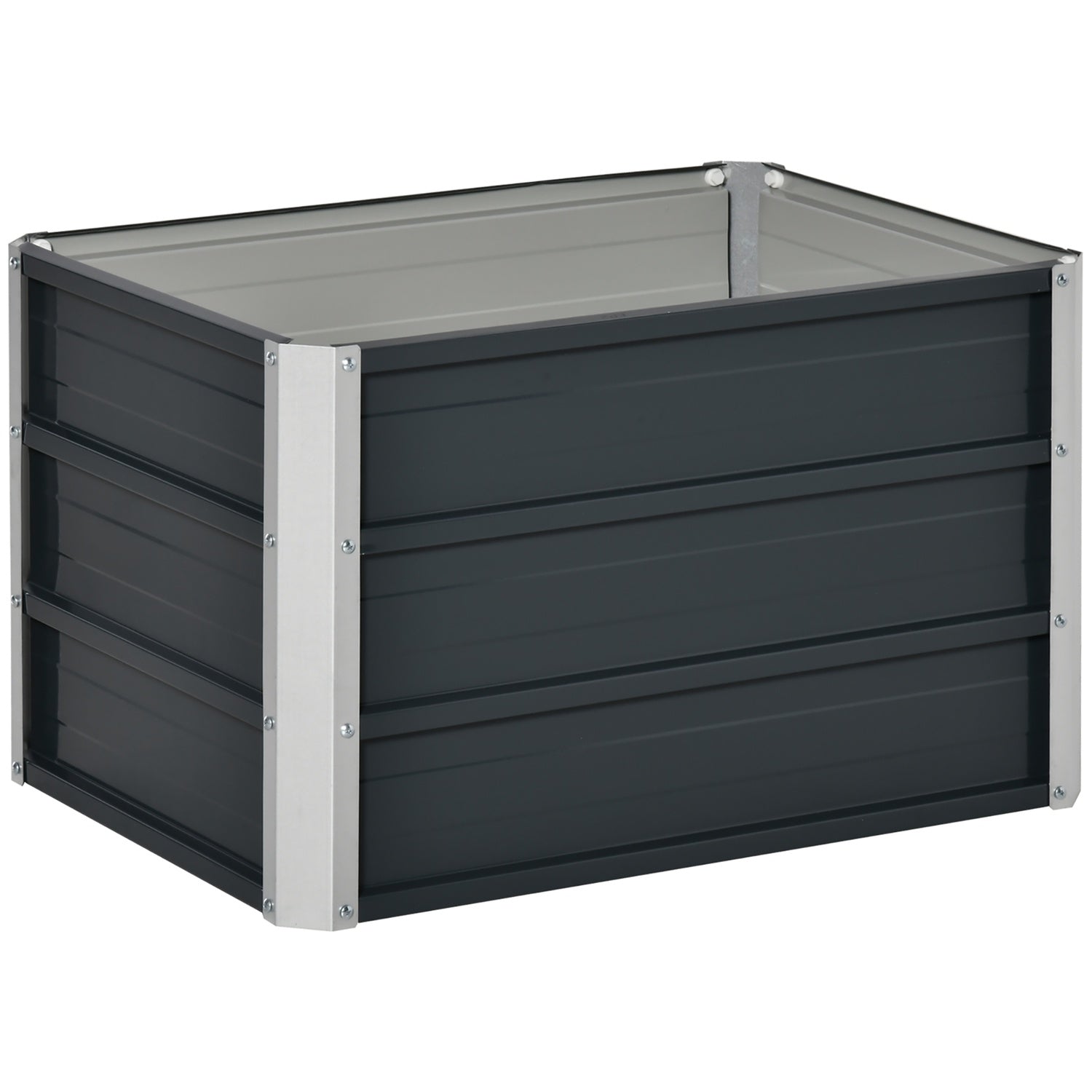 Stålupphöjd trädgårdskruka med handskar, mörkgrå