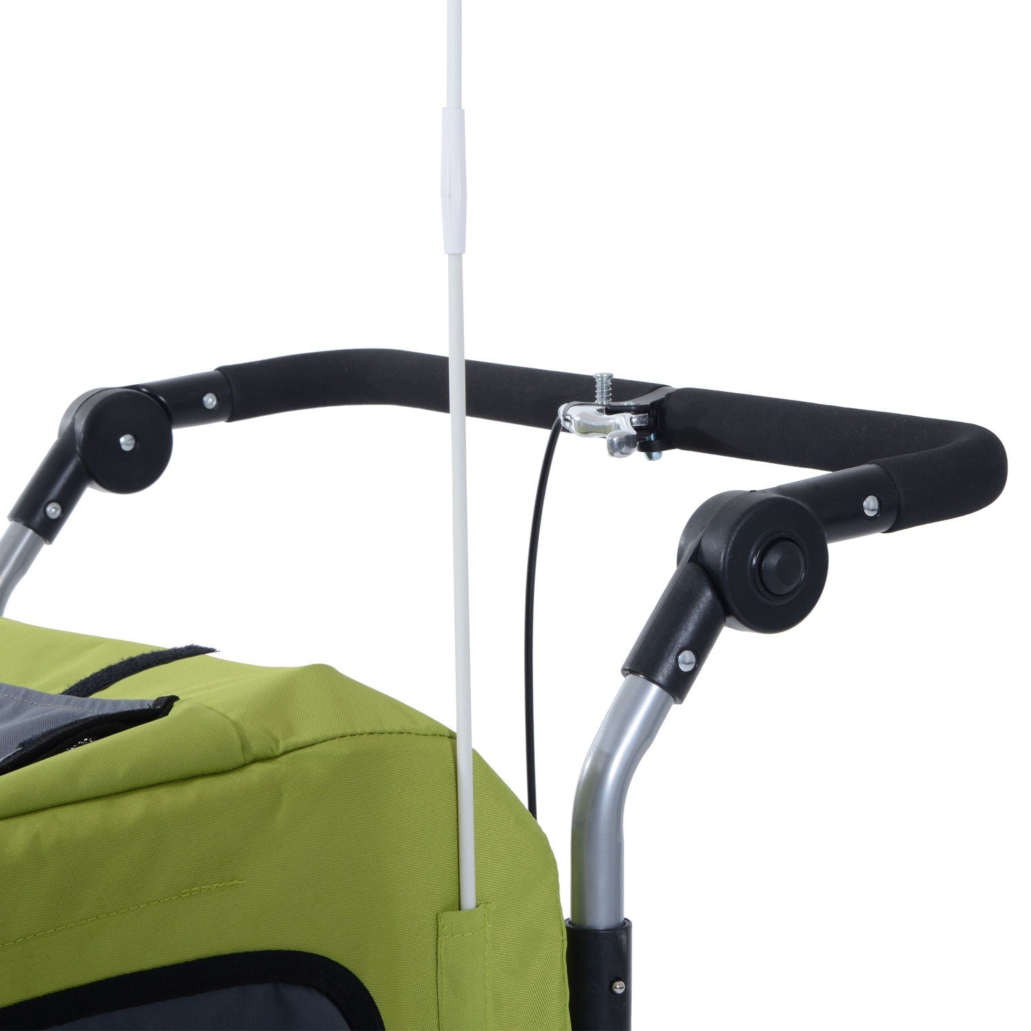 Grote hondenkar jogger, stabiele fietsaanhanger, groen/grijs