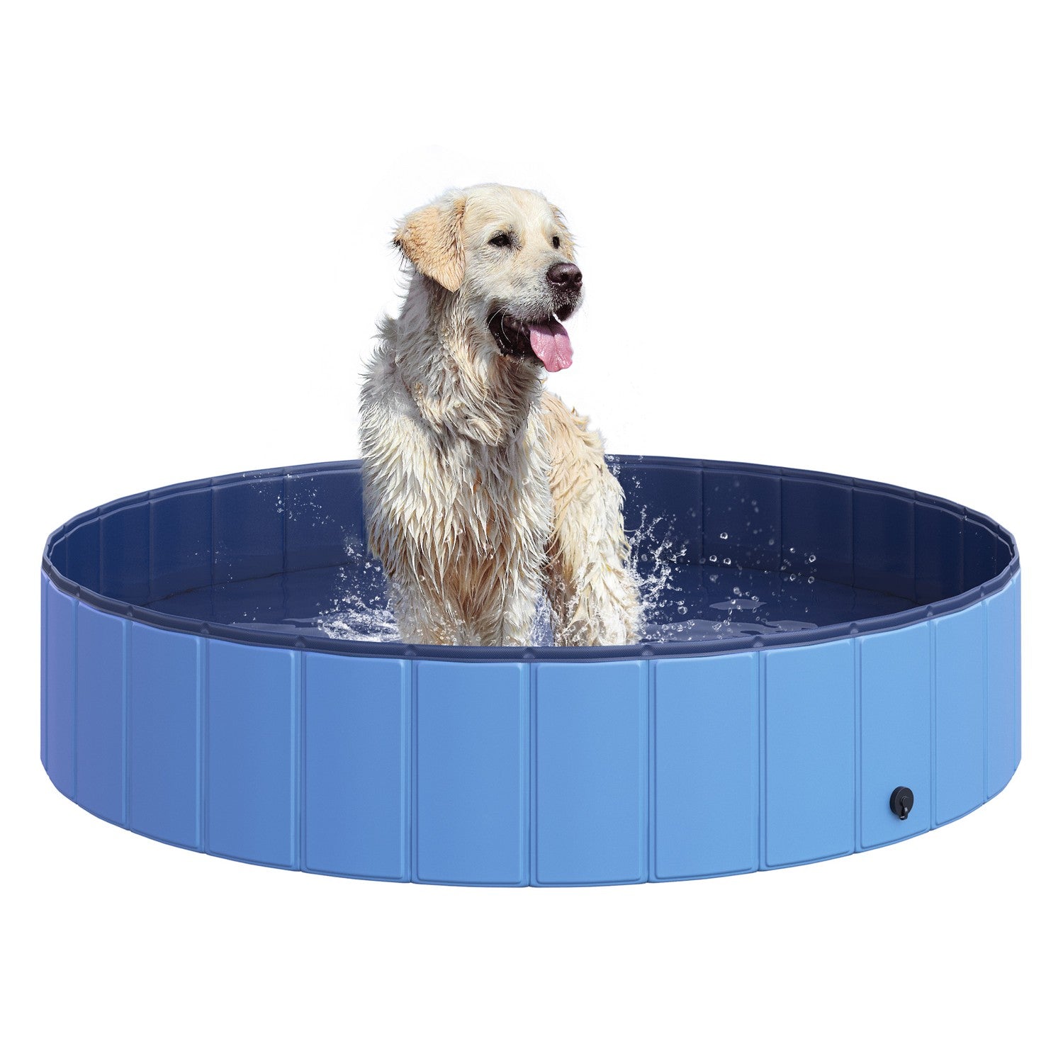Groot hondenbad – PVC & hout, 140x30 cm, blauw