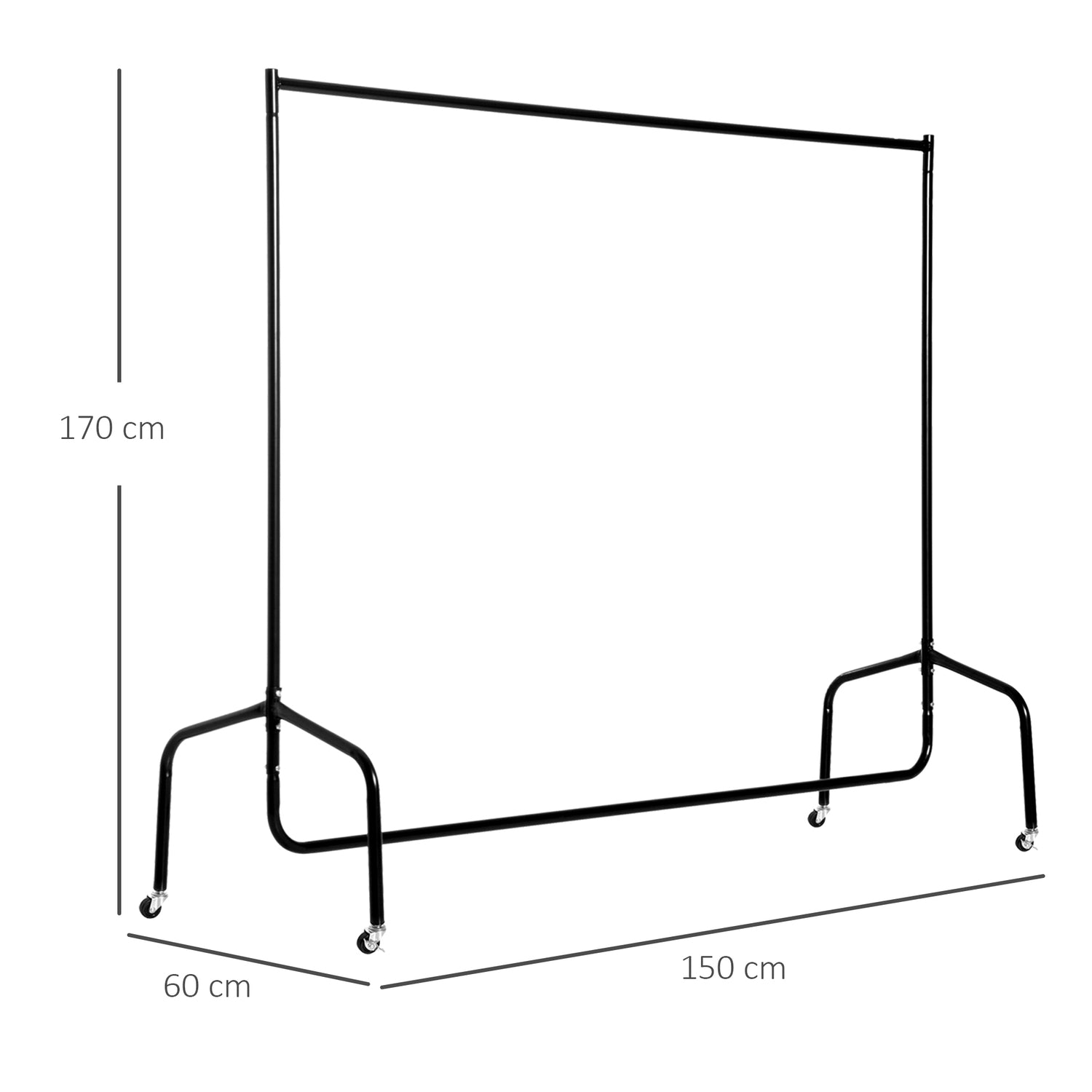 Groot kledingrek - 150x60x170 cm, robuust en eenvoudig te monteren
