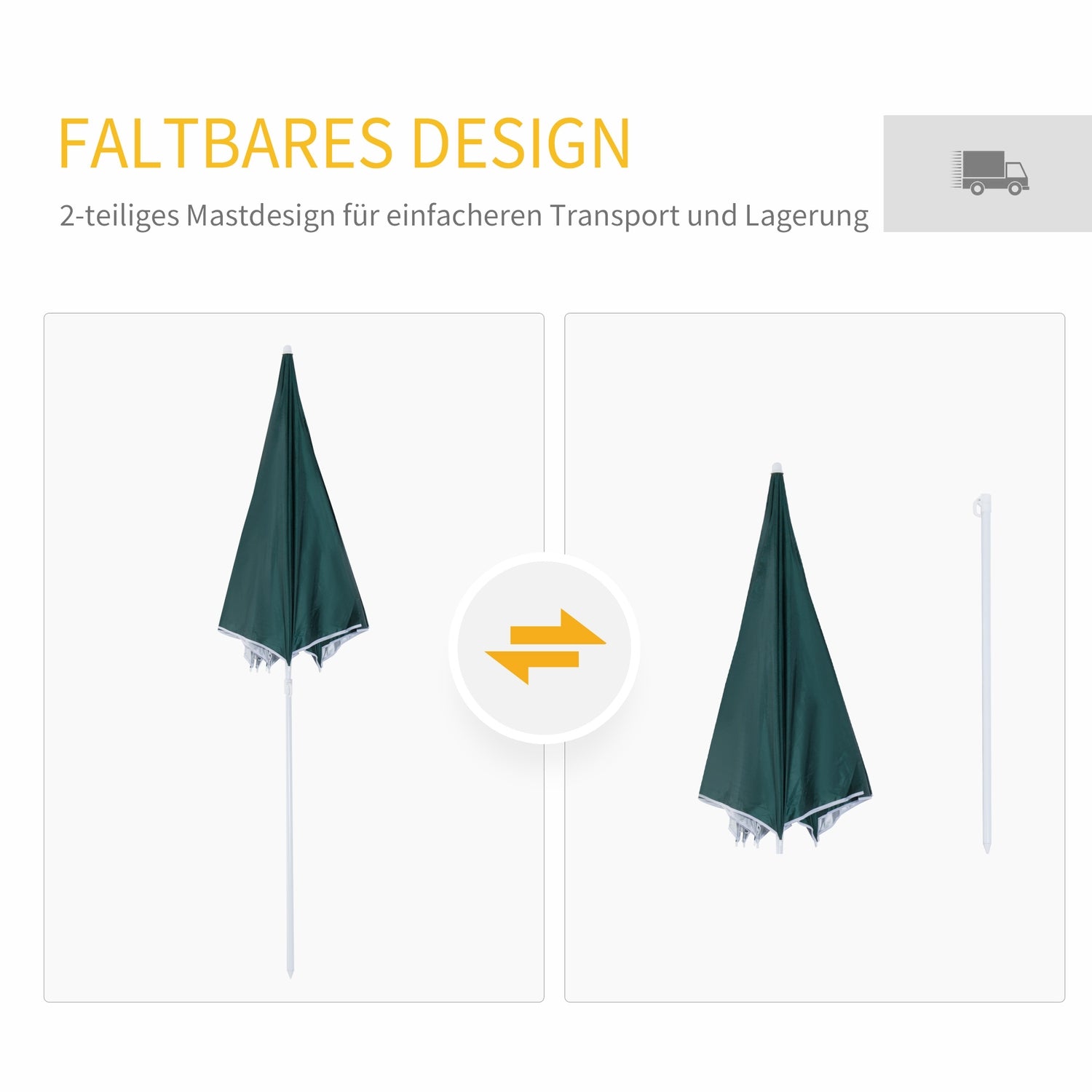 Strandparasol zijwand, donkergroen polyester, 2,2m