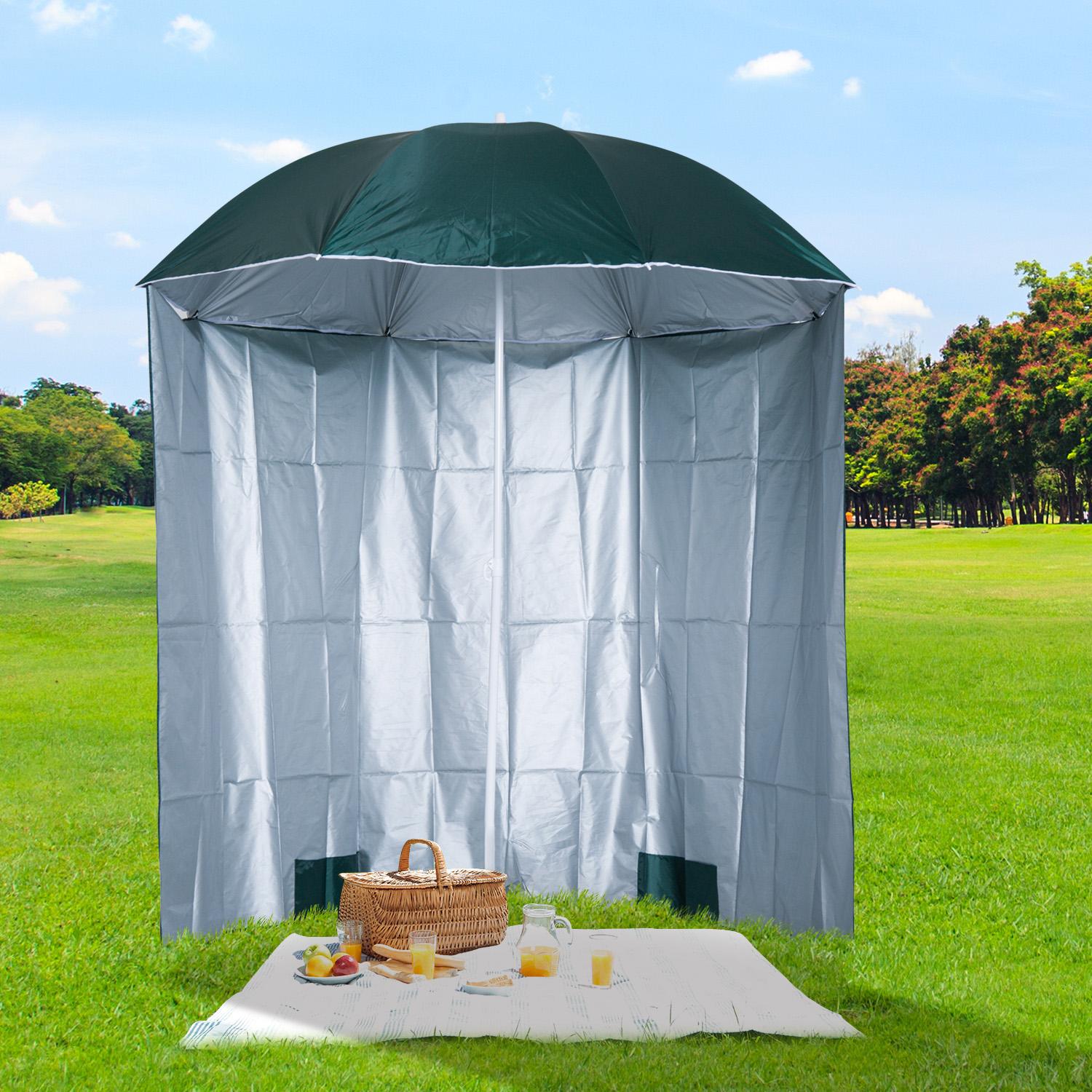 Strandparasol zijwand, donkergroen polyester, 2,2m
