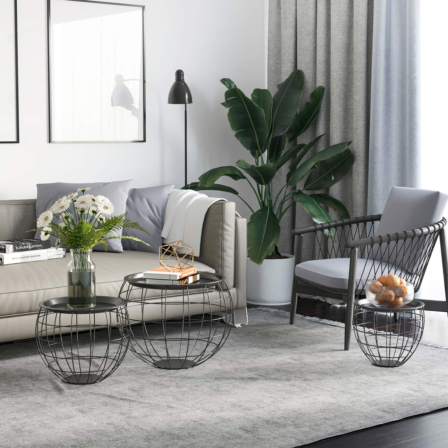 Zwarte salontafels – Set van 3 met afneembare bladen