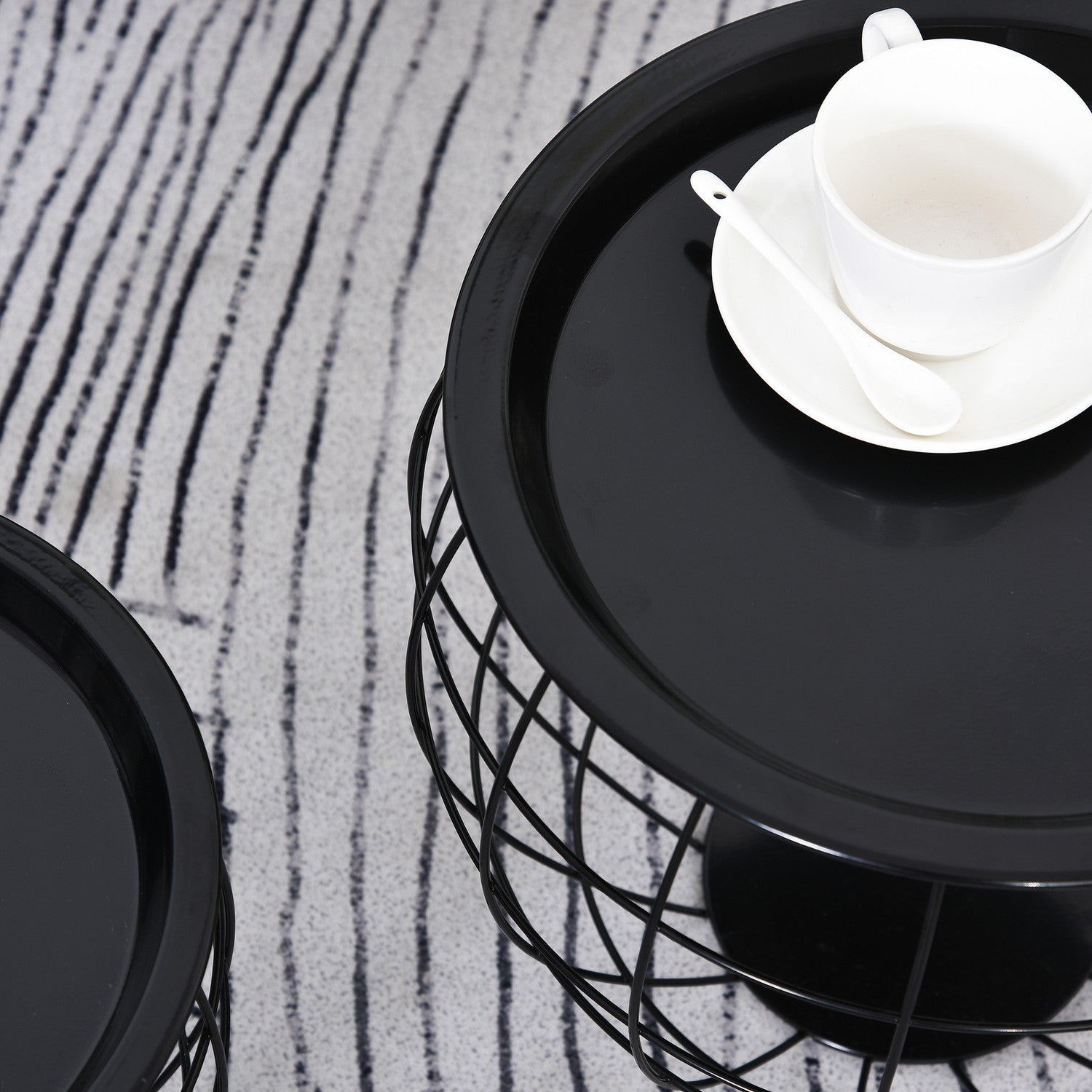 Zwarte salontafels – Set van 3 met afneembare bladen