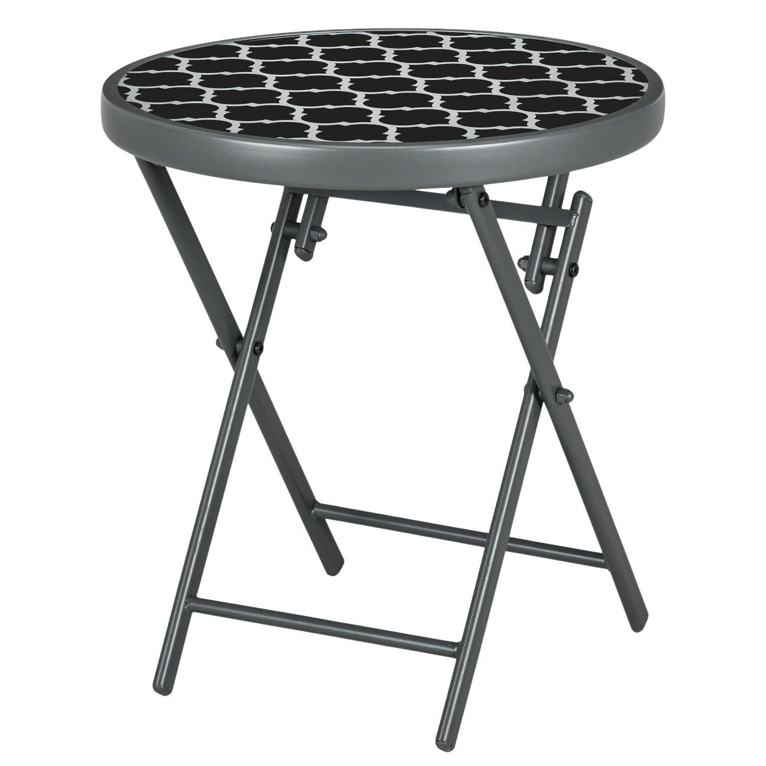 Zwart glazen klapbaar bijzettafeltje – 45x45x50 cm Camping