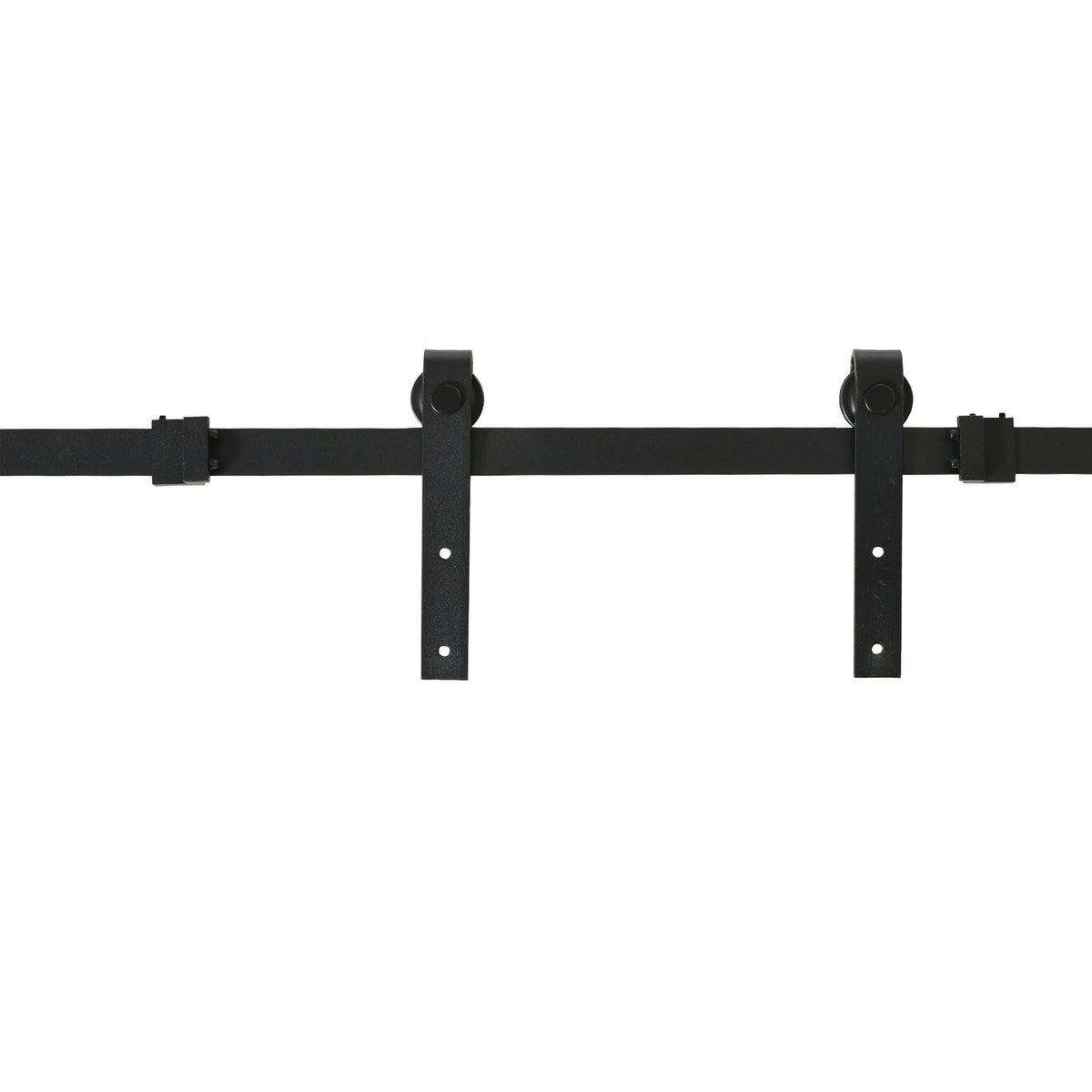 Zwart koolstofstaal schuifdeurset voor dubbele deuren, 200 cm