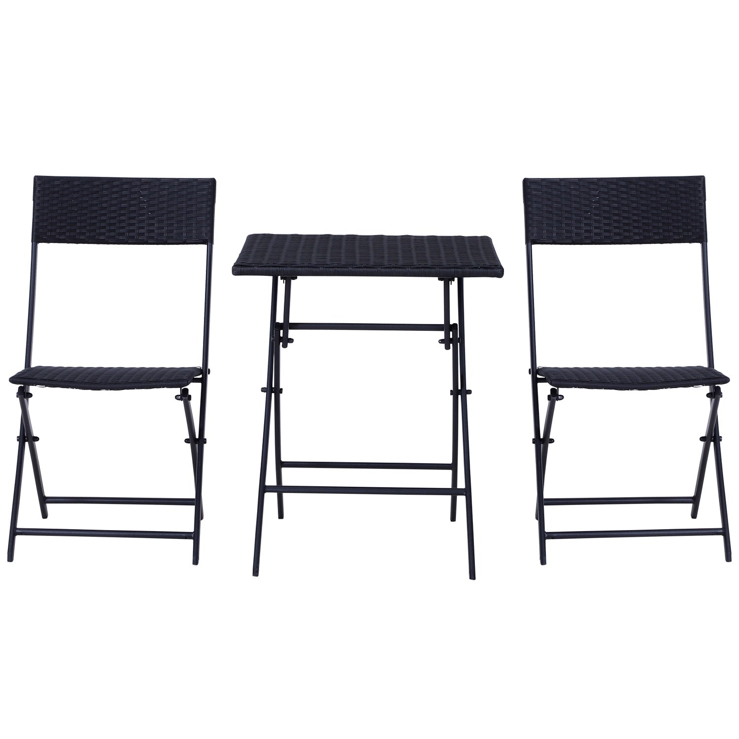 Zwart rotan bistroset voor 2 – Tuinmeubelen van polyrotan
