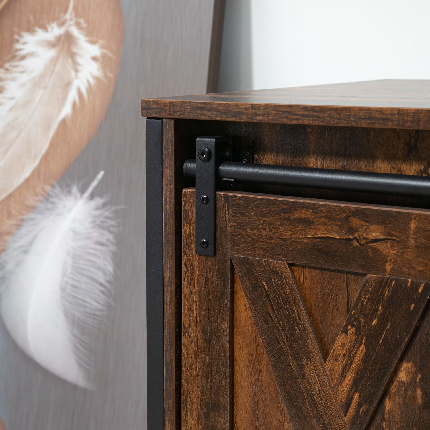 TV-meubel voor 60"-schermen, industrieel design, spaanplaat en staal