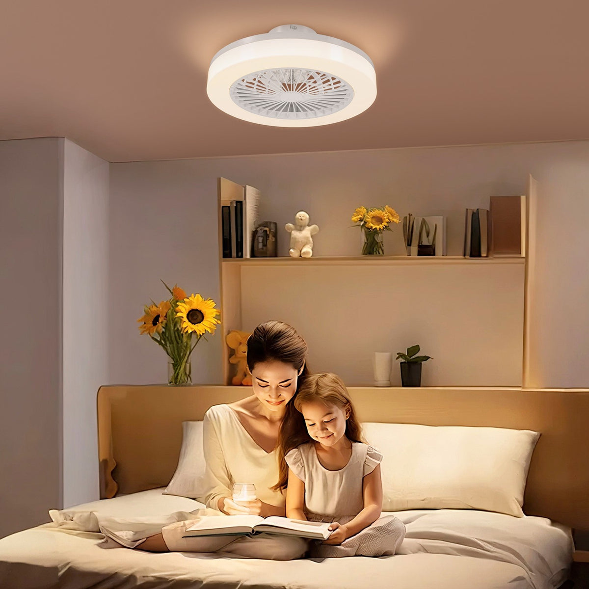 Plafondventilator met ledverlichting, afstandsbediening, dimbaar, 6 snelheden