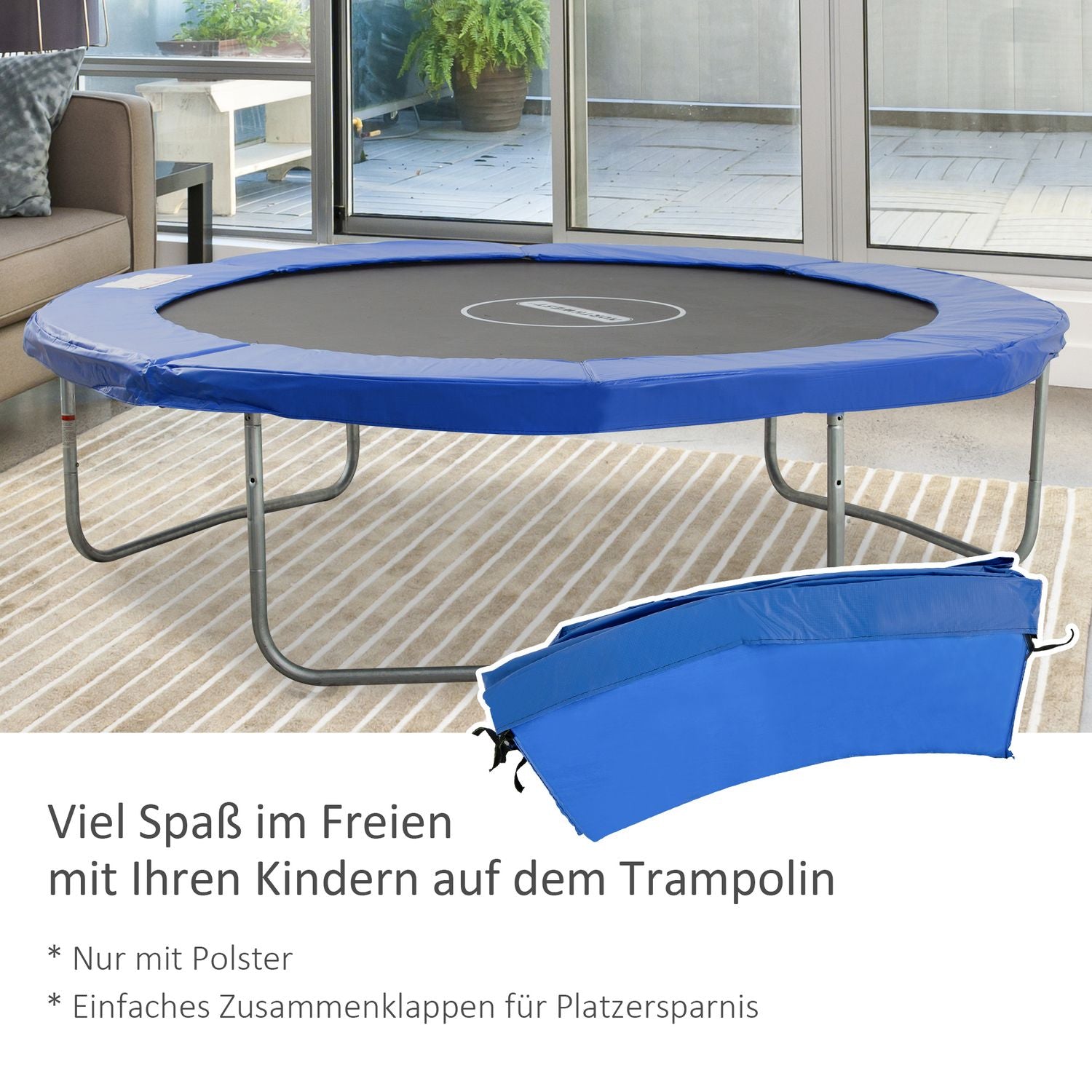 Accessoireset voor trampoline met veiligheidsnet en weerhoes, blauw