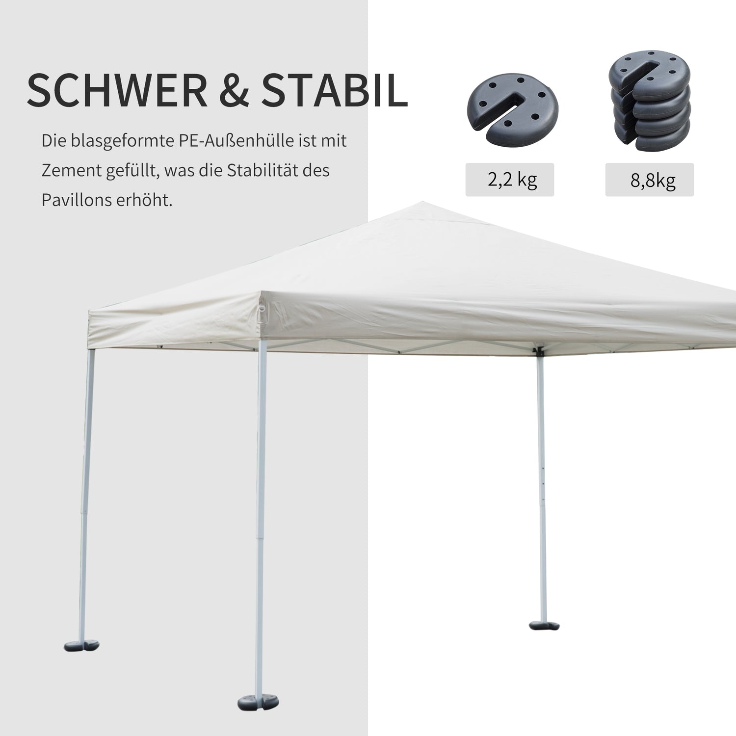 Tentgewichtset, 4-delig, 2,2 kg, veilige paviljoenbasis