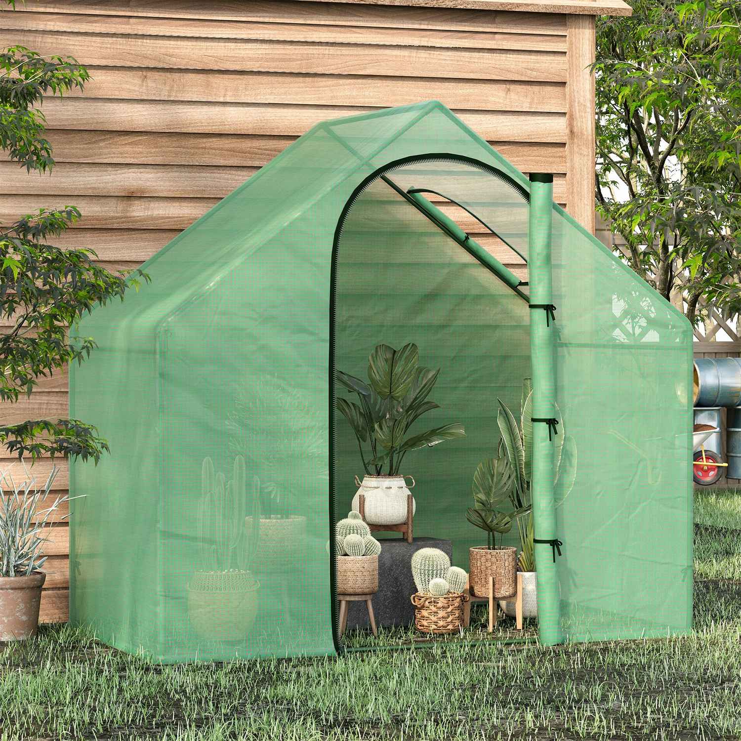 Tomatväxthus kall ram med fönster, dörr – stål, PVC, 180x100x168 cm