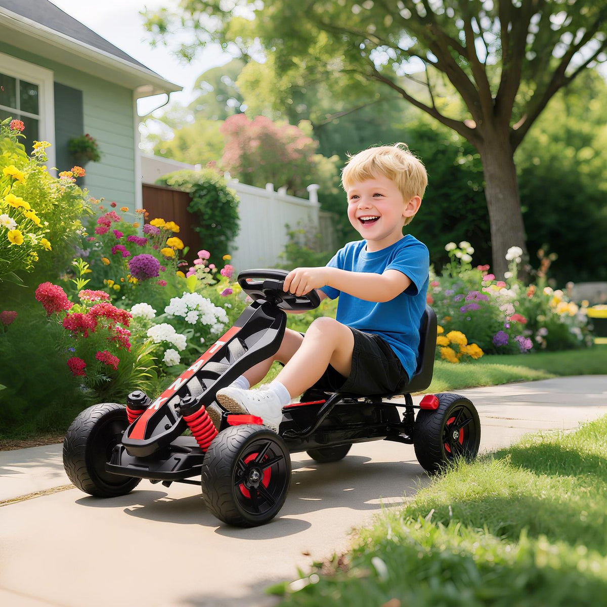 Trampgokart för barn, broms, halkfria hjul, åldrar 3–6